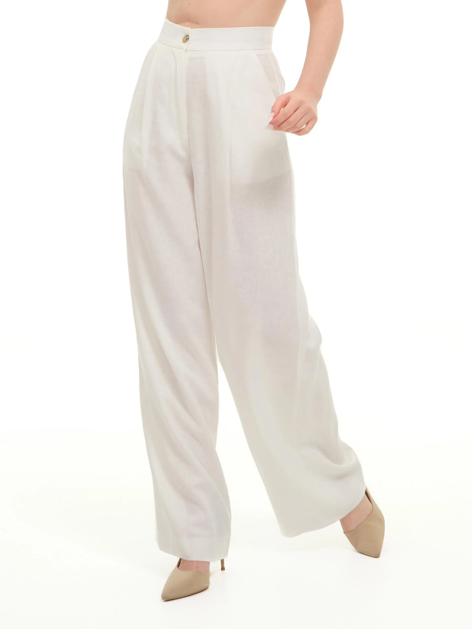 Pantaloni Armoire in misto lino bianco - Image 2