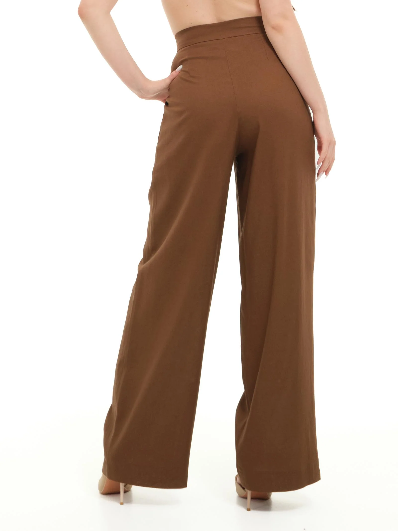 Pantaloni Armoire in misto lino cioccolato - Image 3