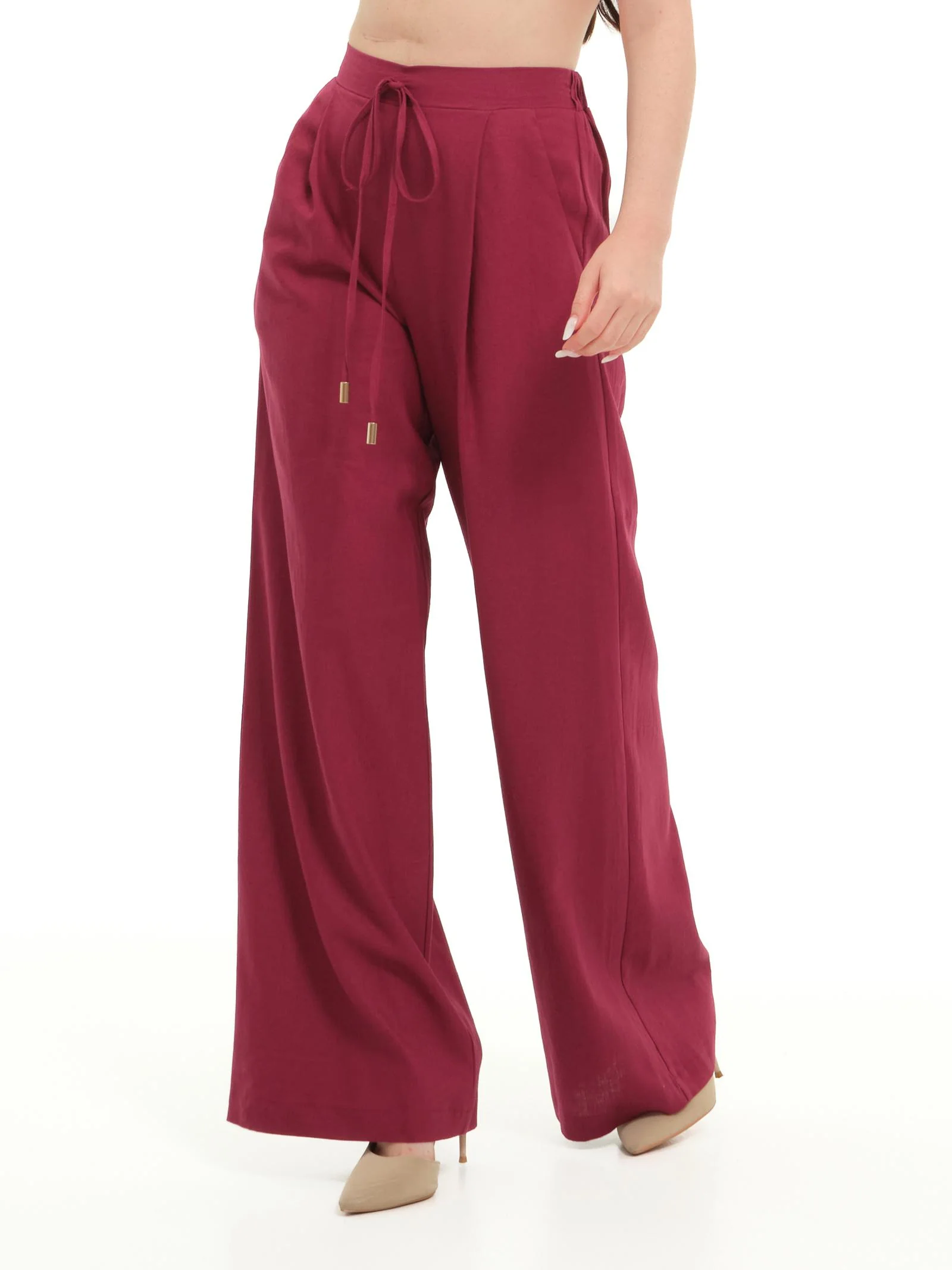 Pantaloni Armoire rosso ciliegia a palazzo
