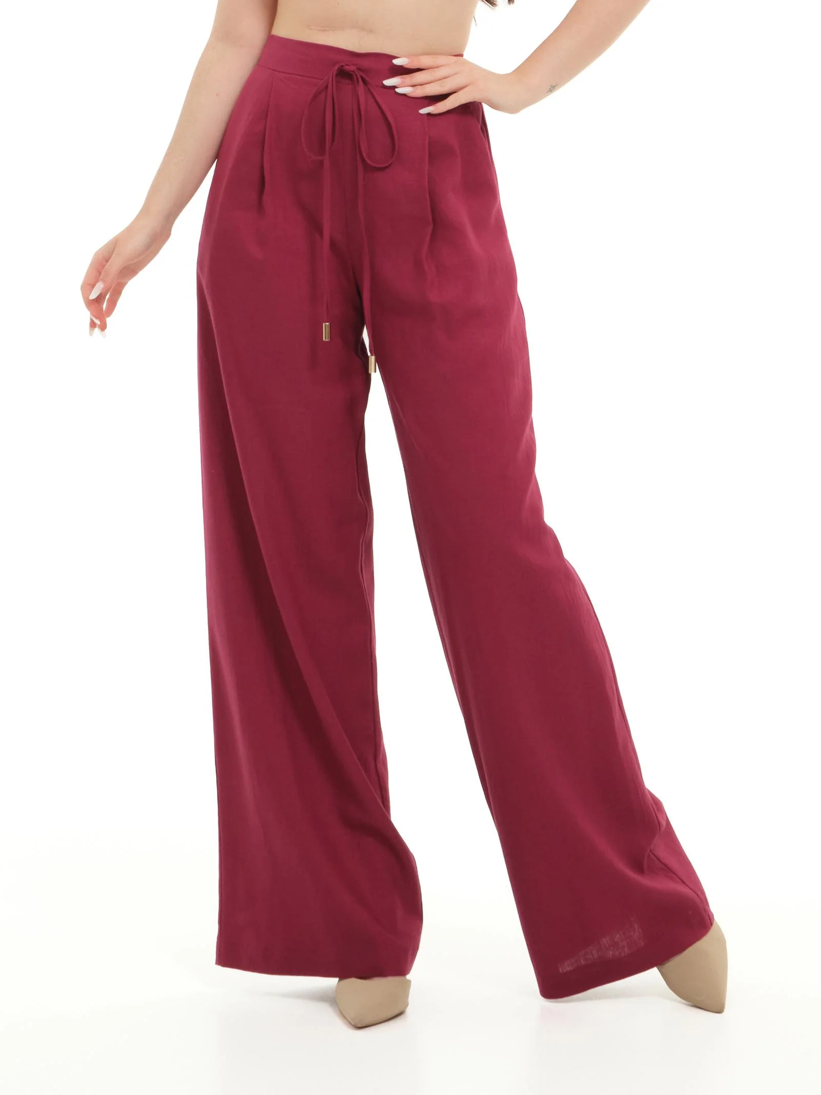 Pantaloni Armoire rosso ciliegia a palazzo - Image 2