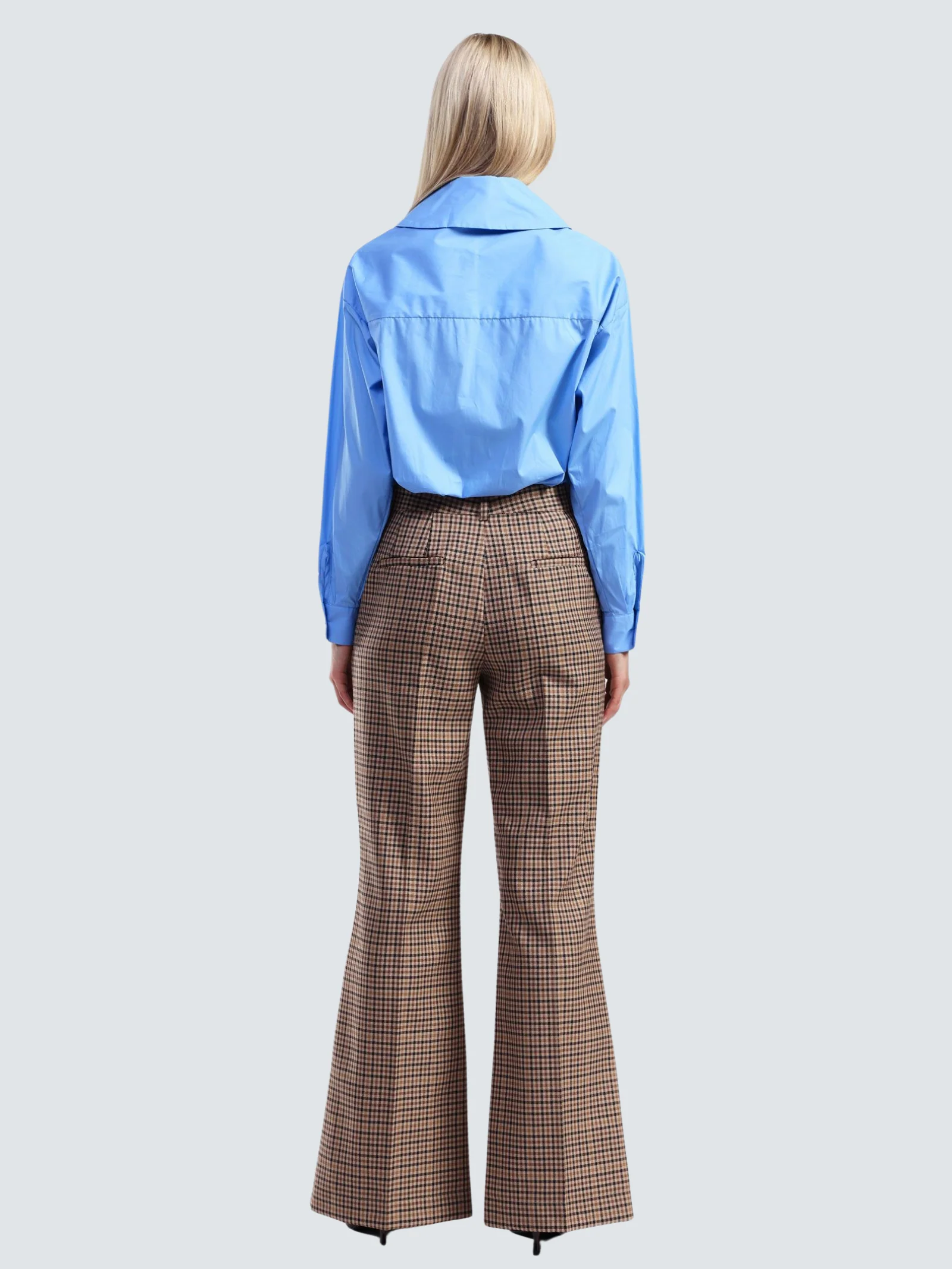 Pantaloni svasati Dixie marrone a quadri - Image 2