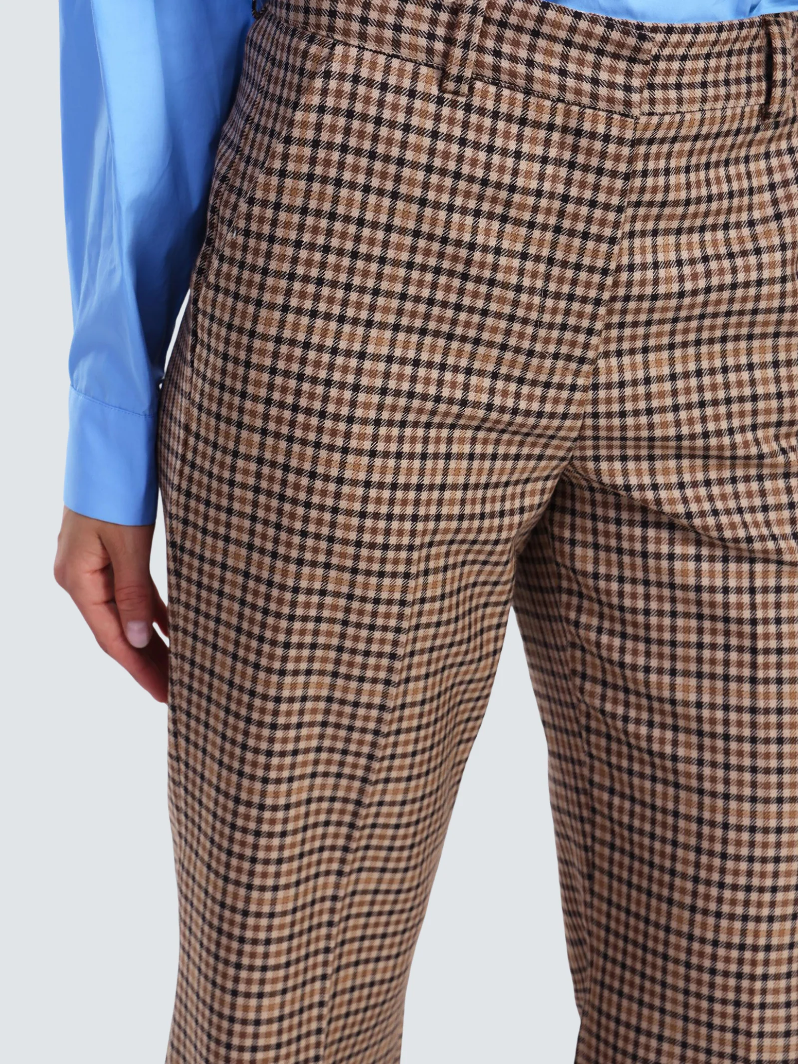 Pantaloni svasati Dixie marrone a quadri - Image 3