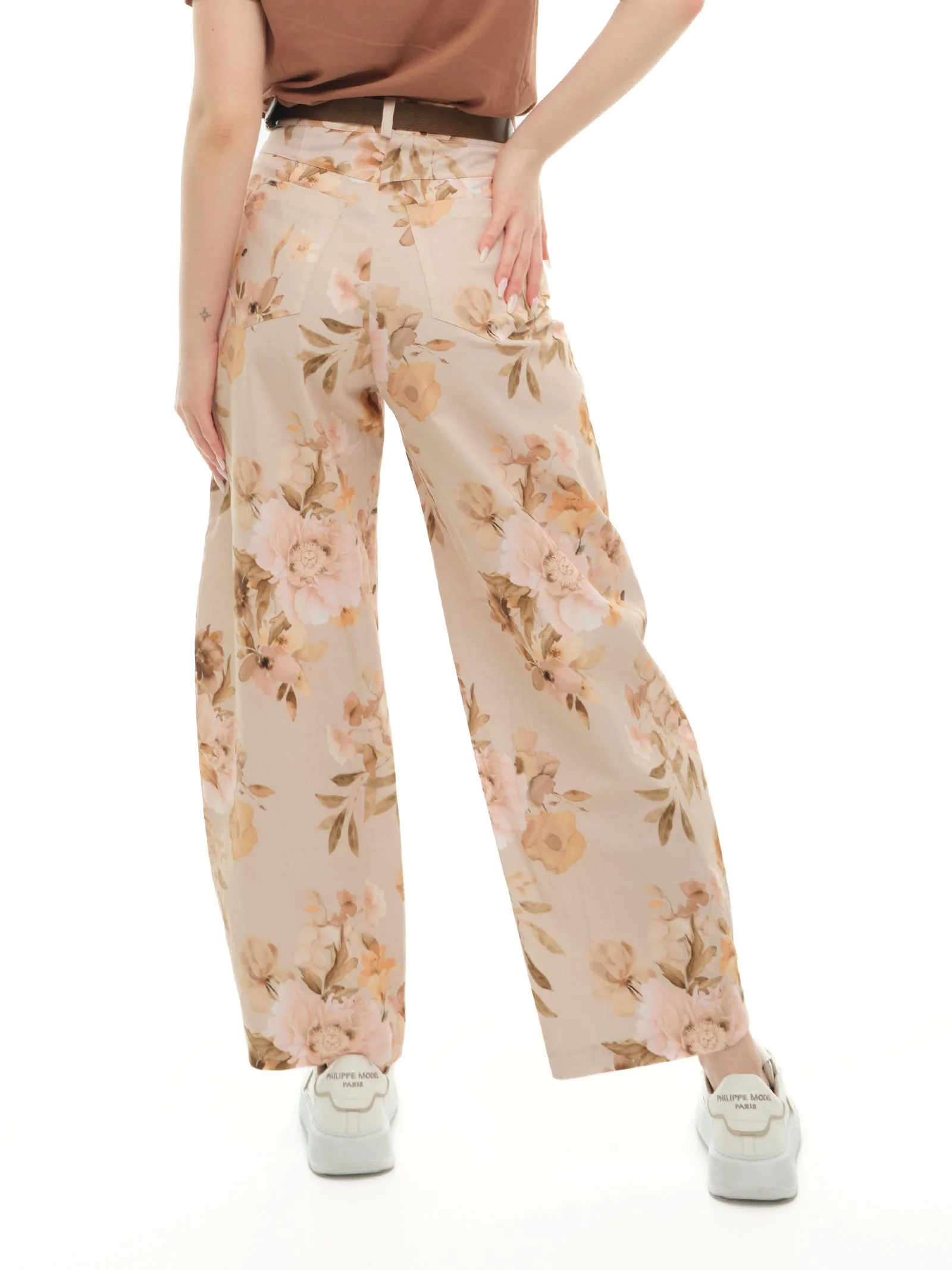 Pantaloni Vicolo rosa cipria a fantasia floreale - Image 3