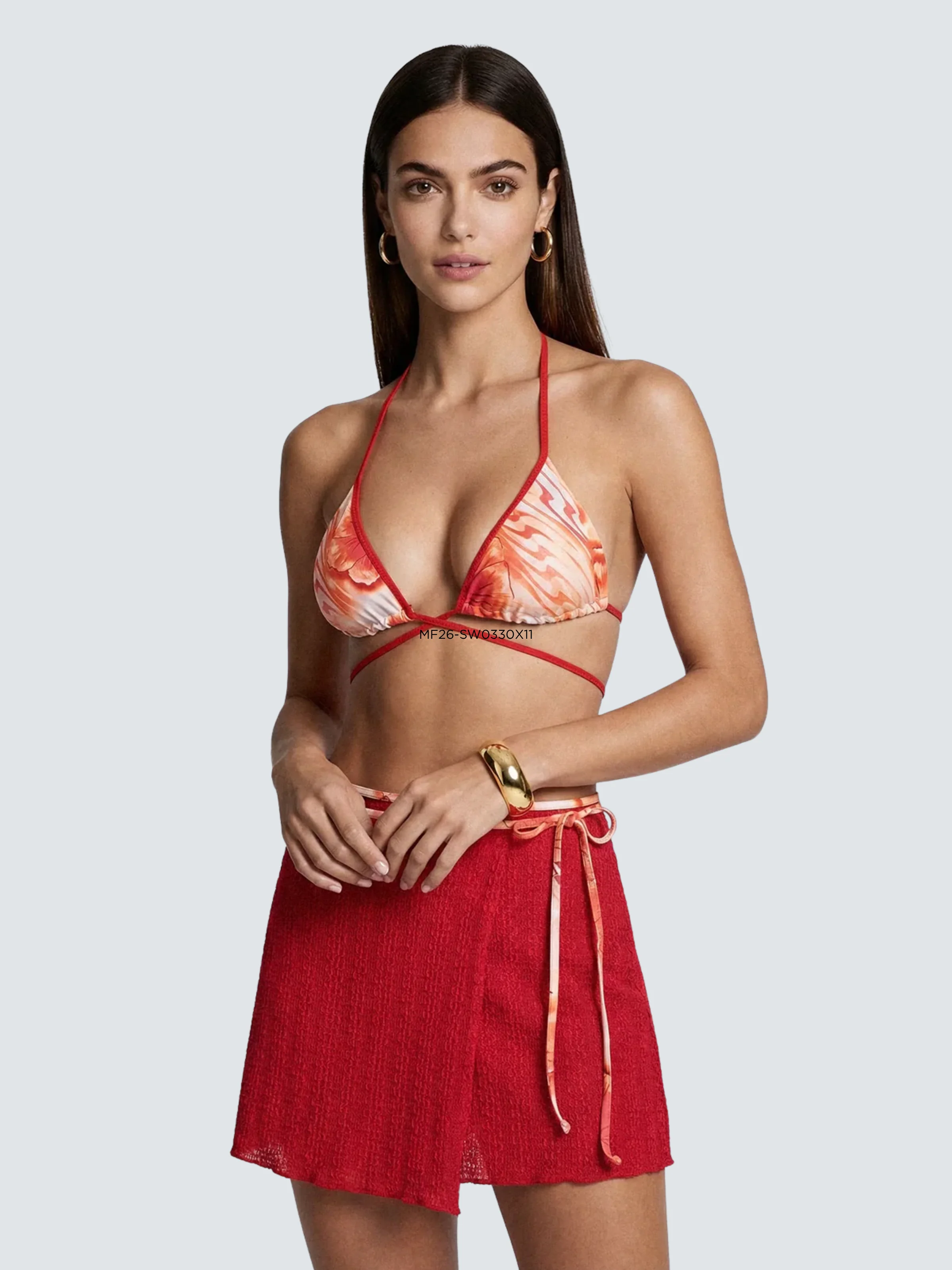 Pareo corto Me Fui rosso con allacciatura in vita