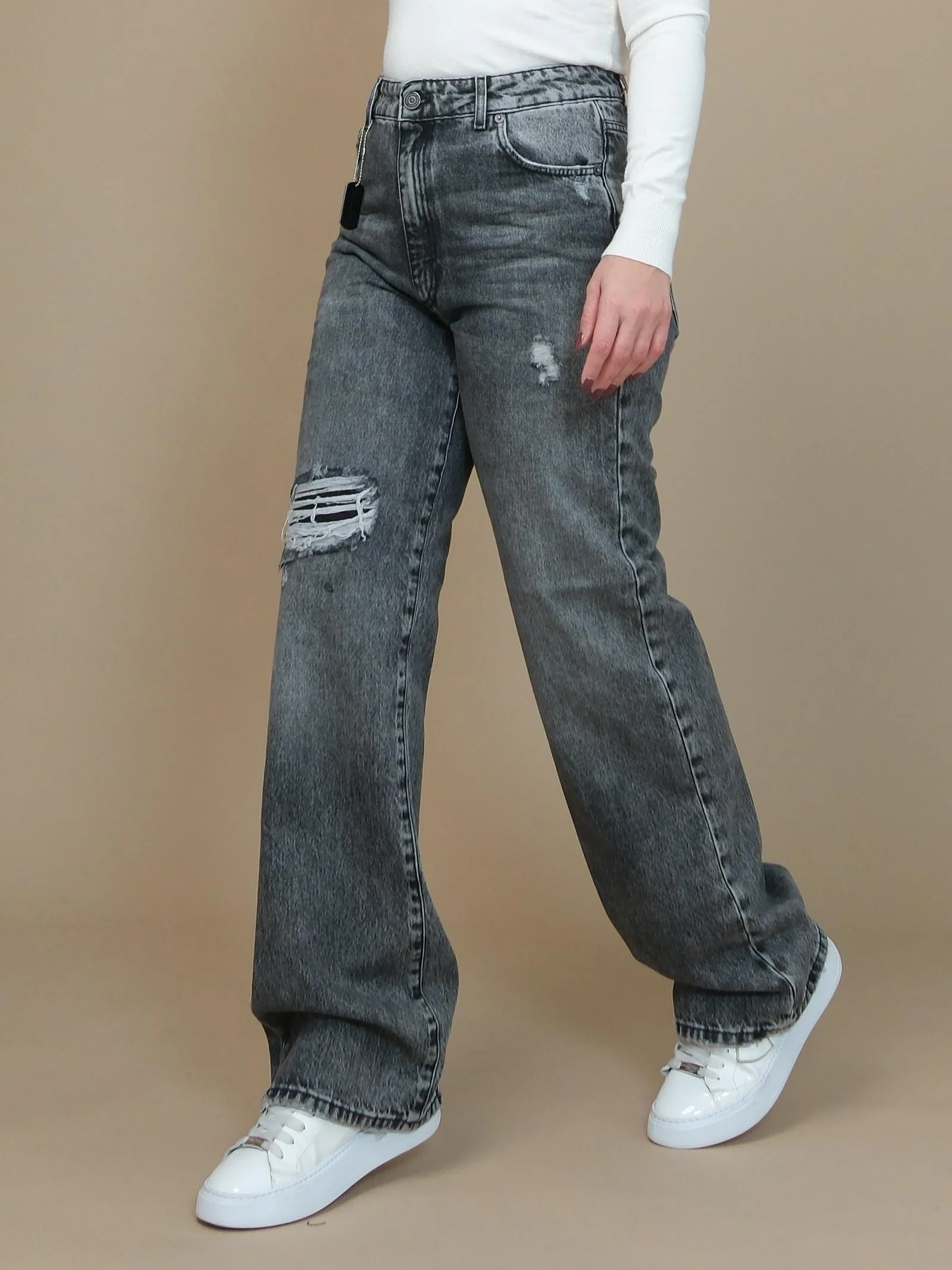 Jeans a palazzo Patriòt grigio in denim lavaggio scuro - Image 2