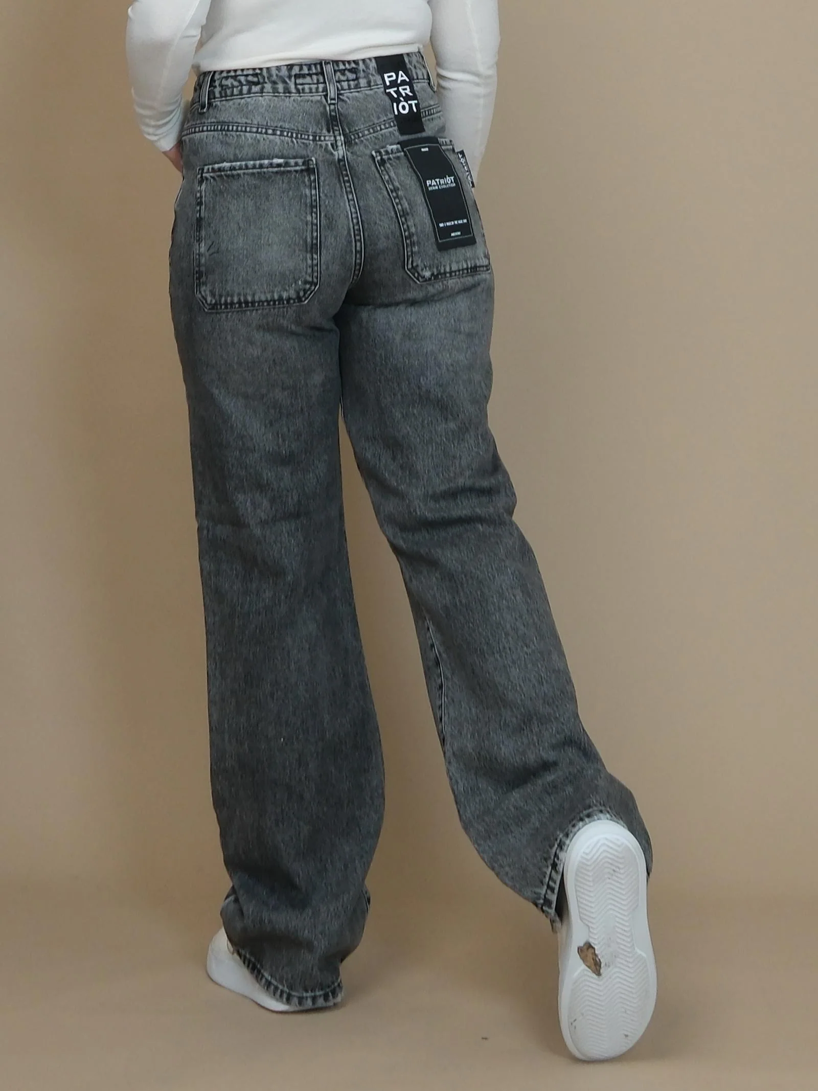 Jeans a palazzo Patriòt grigio in denim lavaggio scuro - Image 3
