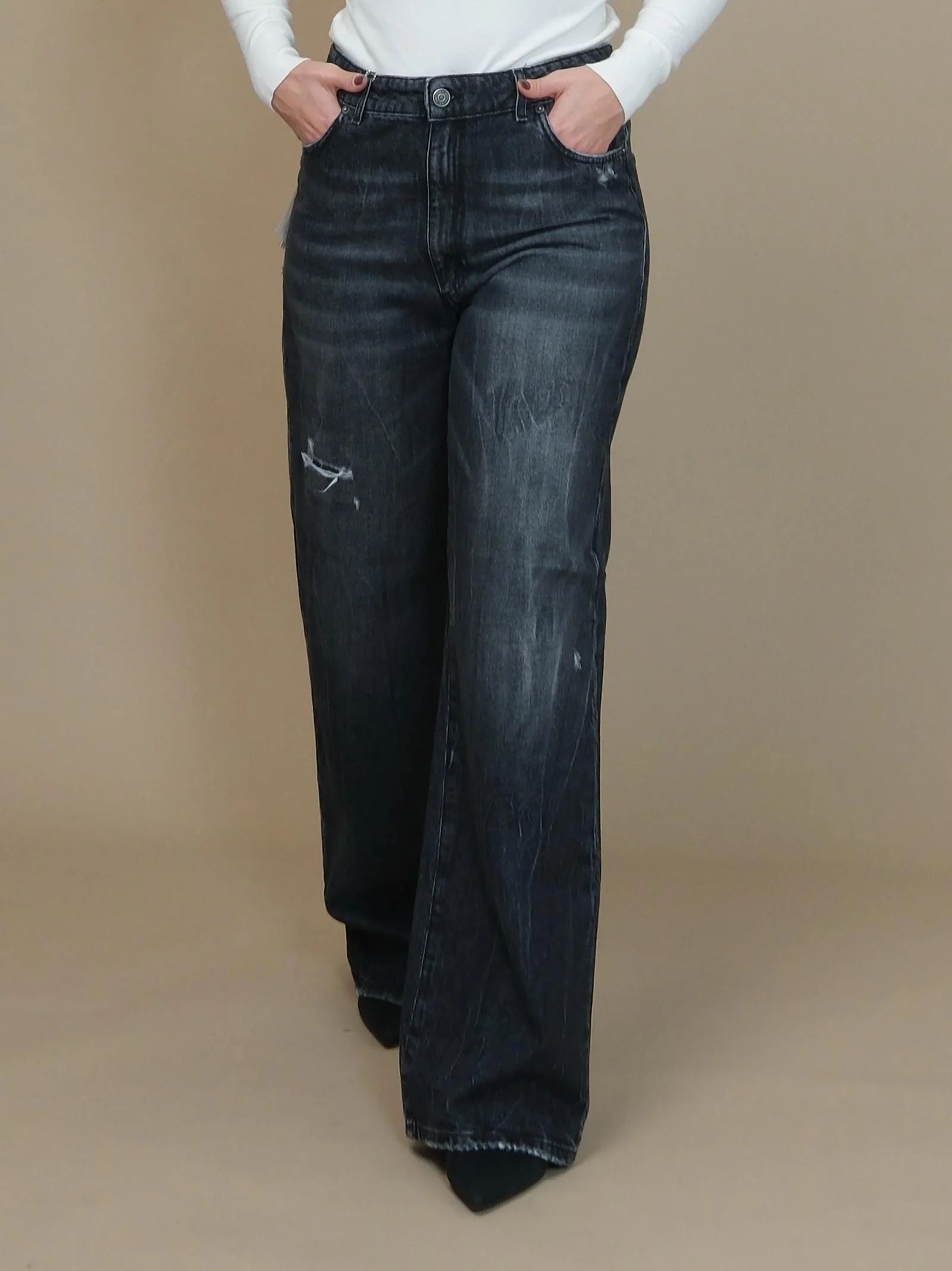 Jeans a palazzo Patriòt nero in denim - Image 2