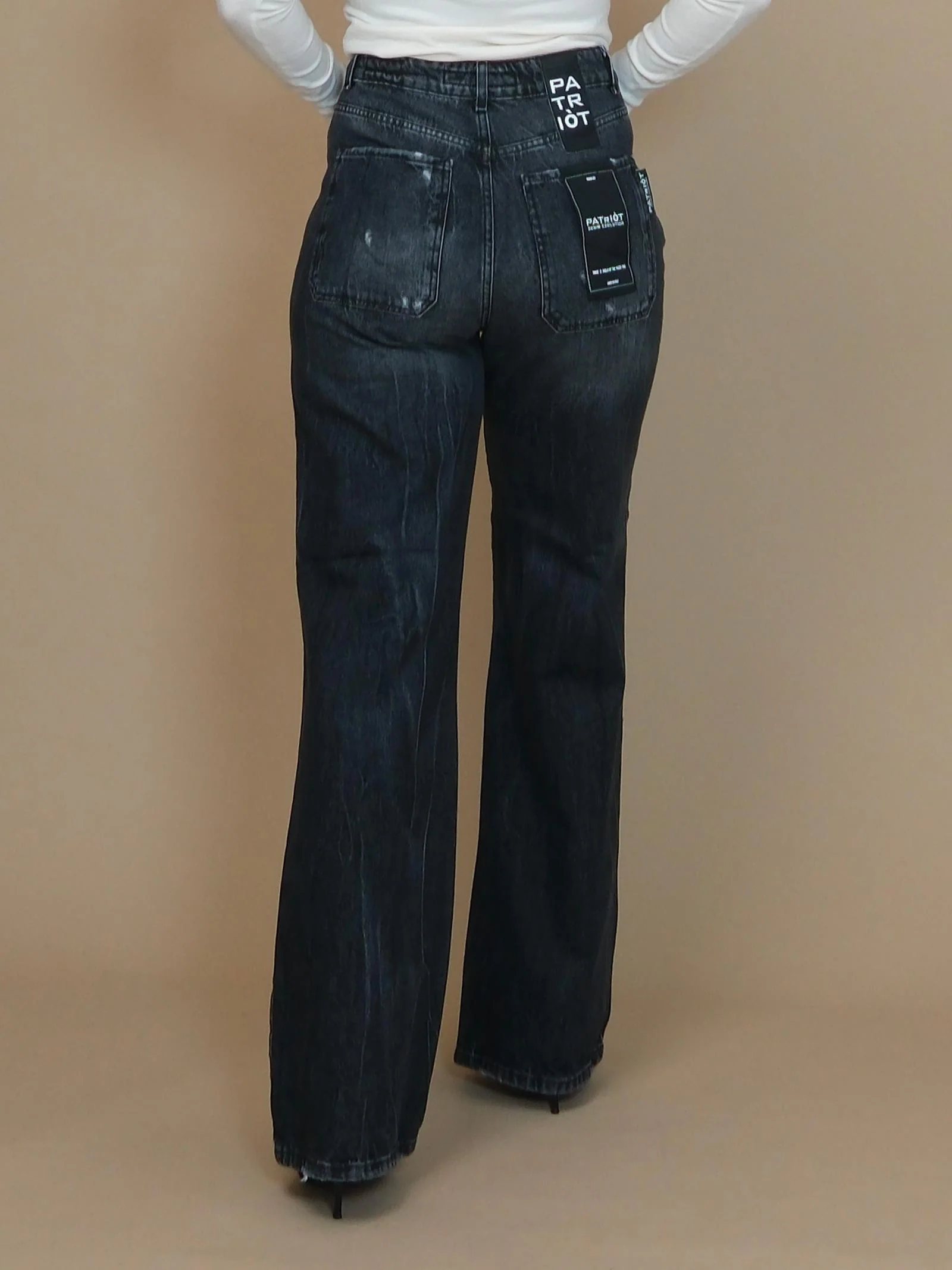 Jeans a palazzo Patriòt nero in denim - Image 3