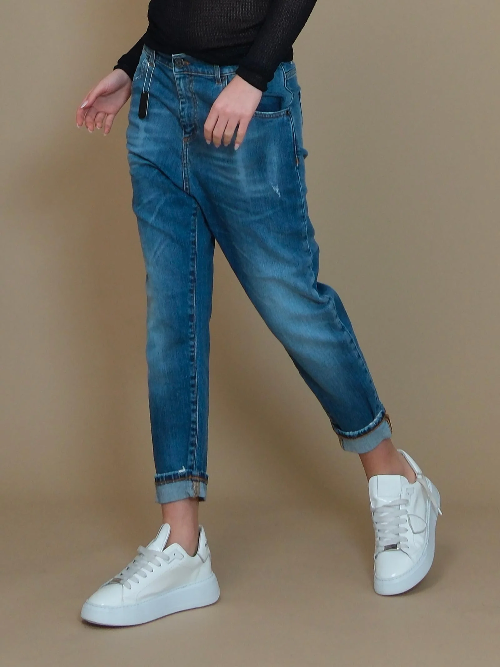 Jeans baggy Patriòt blu in denim - Image 2