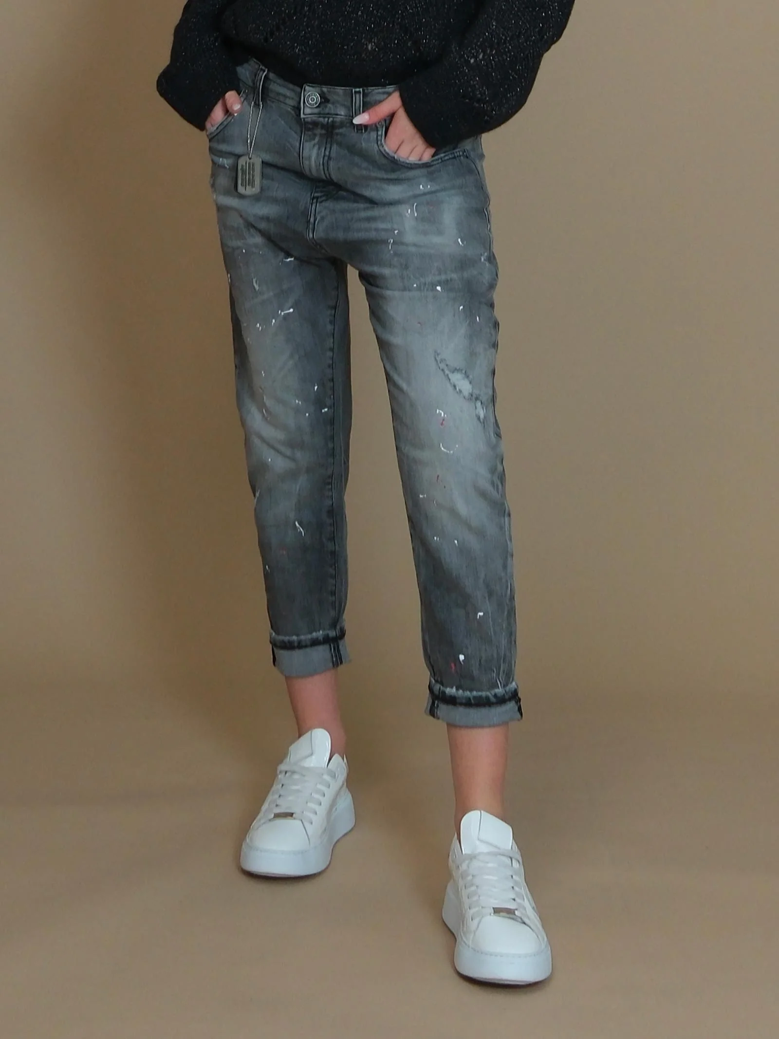 Jeans baggy Patriòt grigio scuro in denim