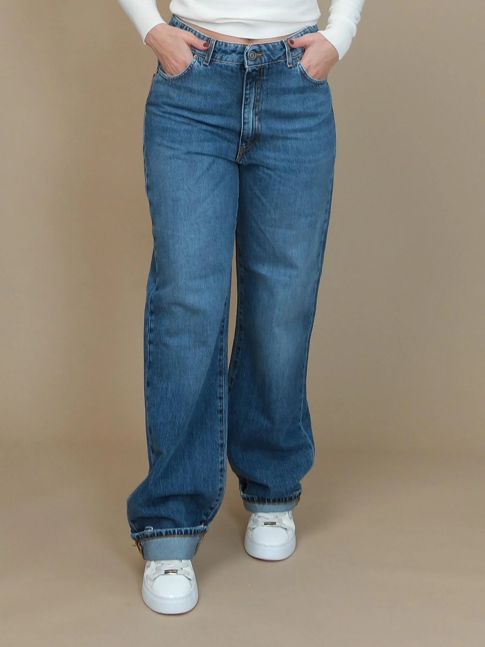 Jeans Patriòt a palazzo blu in denim