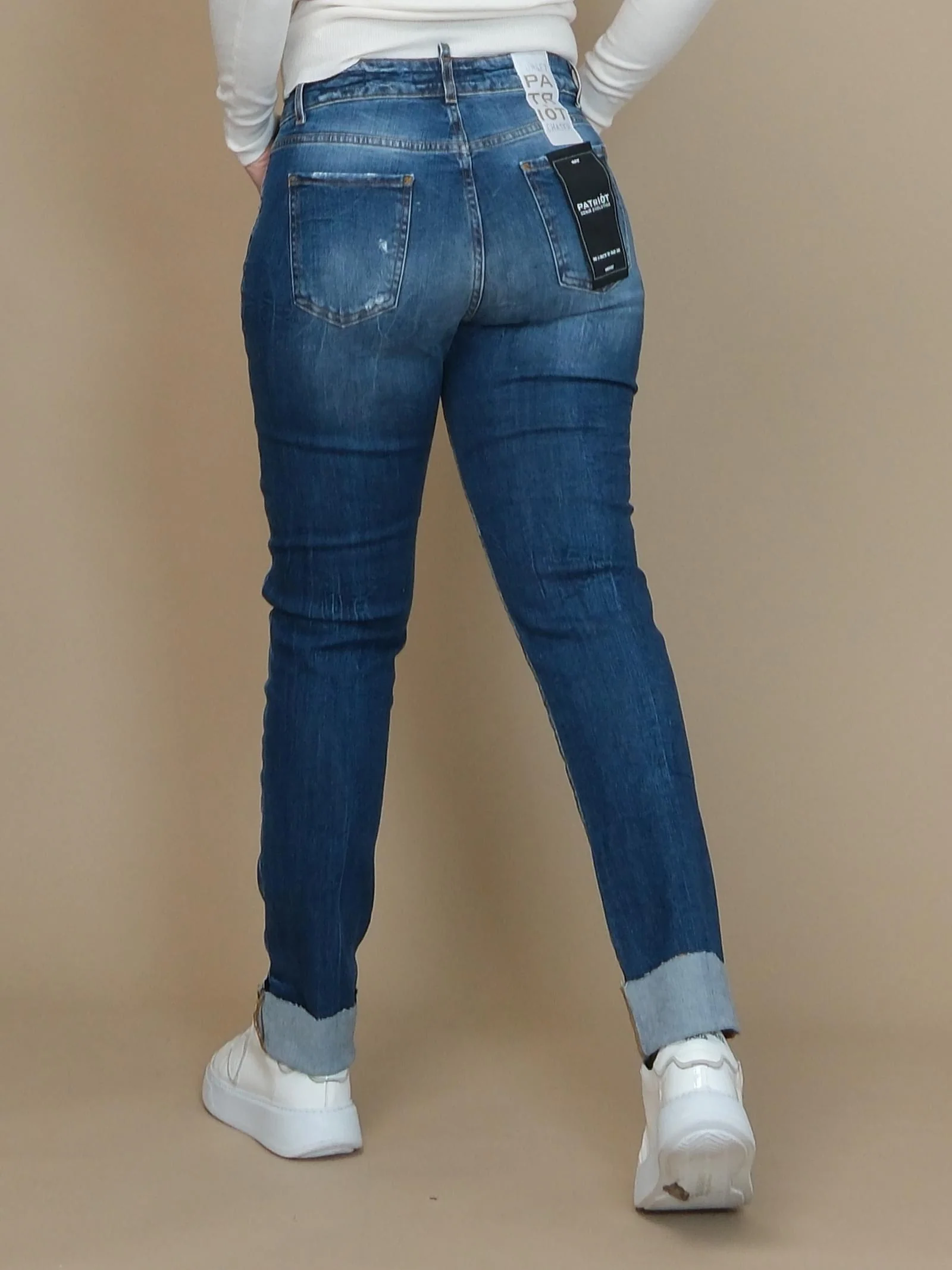 Jeans regular Patriòt blu in denim con risvolto - Image 3