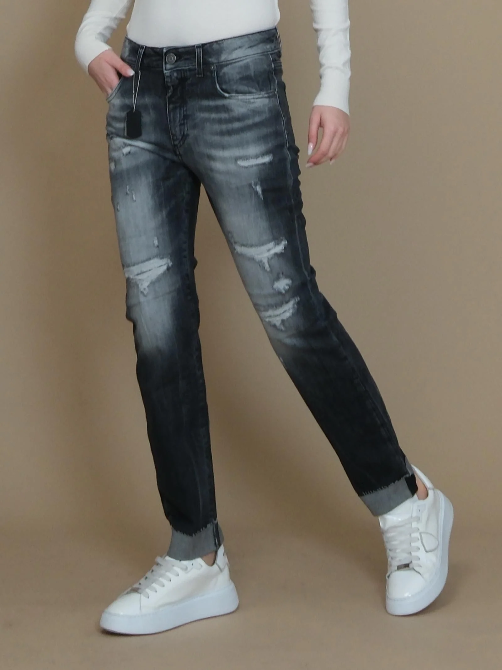 Jeans regular Patriòt nero in denim - Image 2