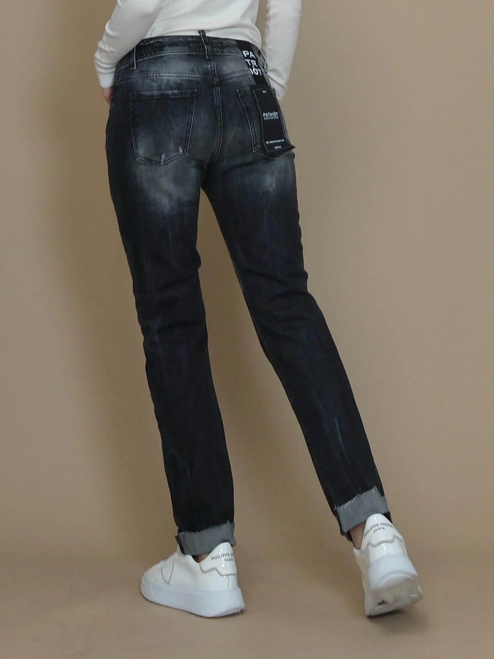 Jeans regular Patriòt nero in denim - Image 3