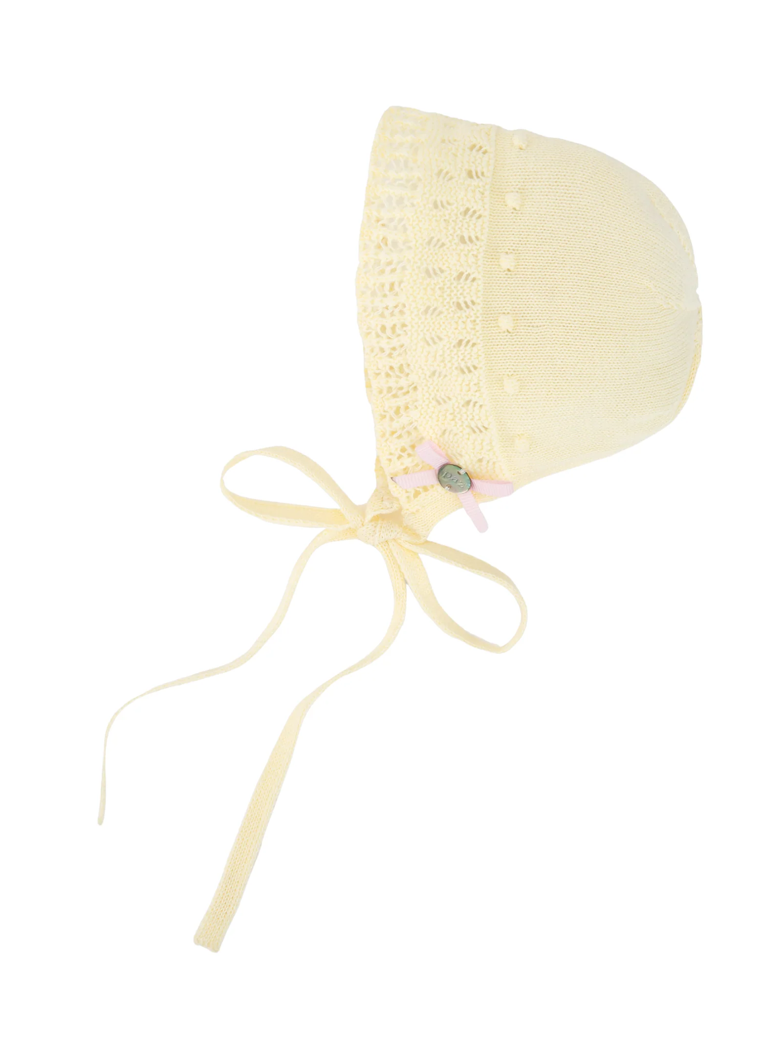 Cappellino in maglia Paz Rodriguez giallo con dettagli traforati e fiocchetto - Image 2