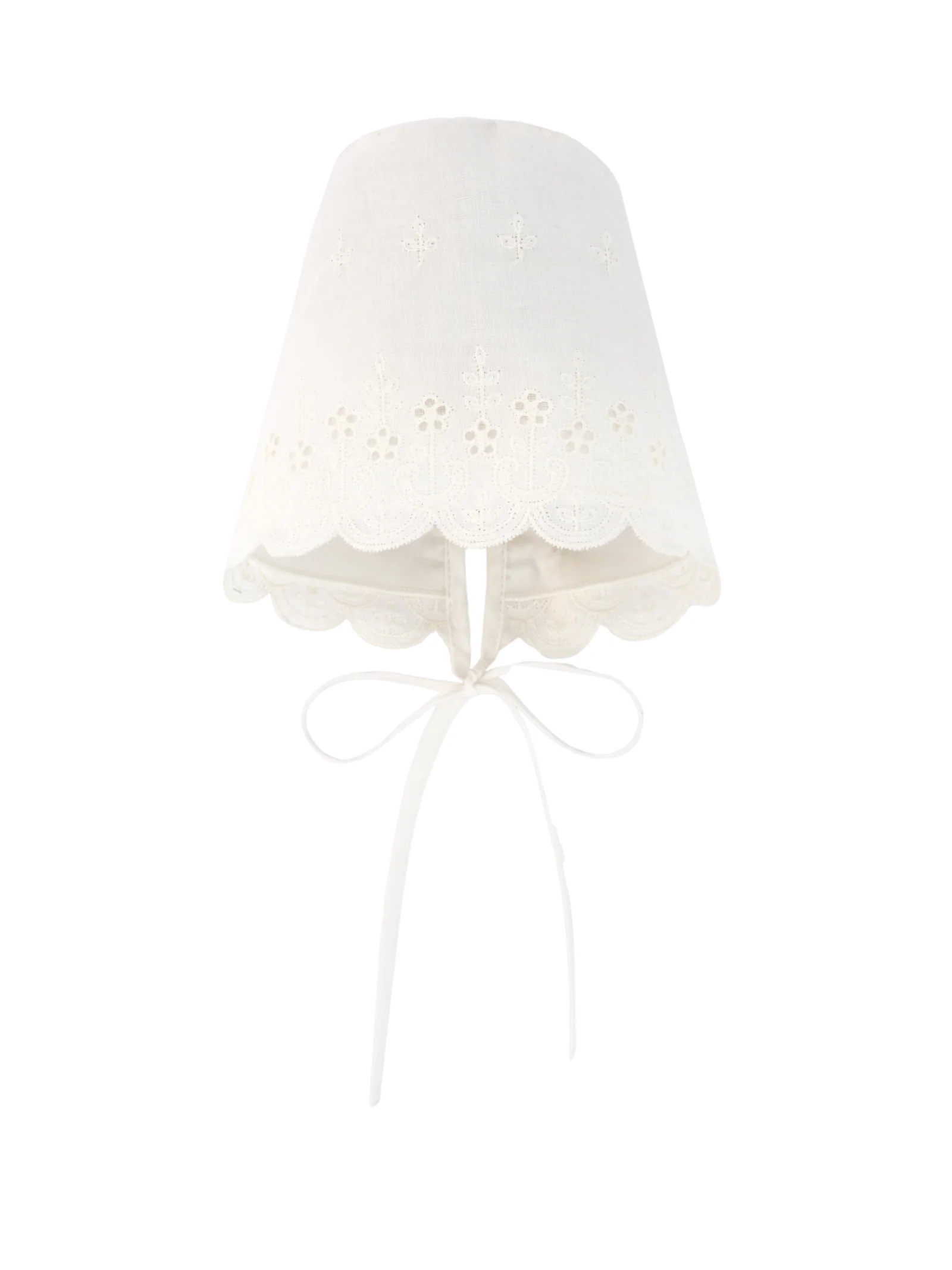 Cappello Paz Rodriguez bianco con ricami floreali e bordo smerlato