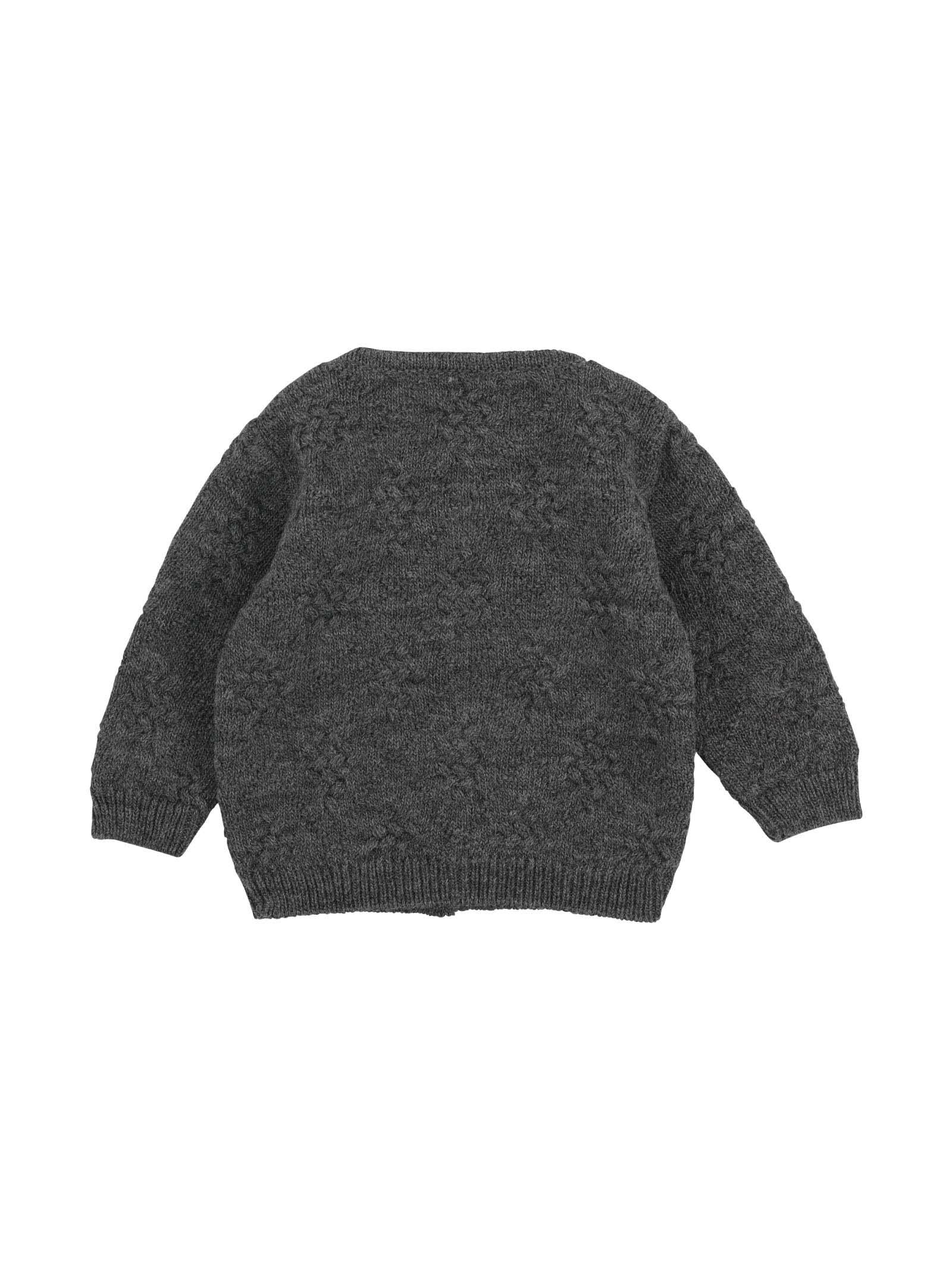 Cardigan grigio con bottoni in legno - Image 2