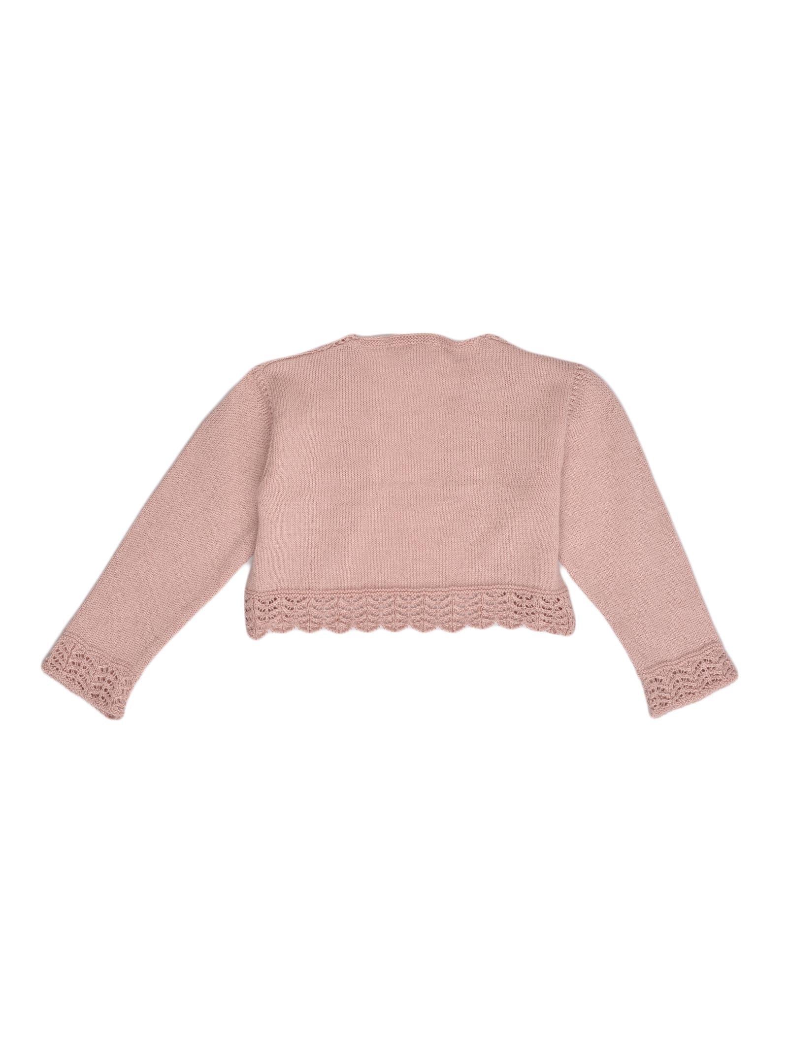 Cardigan rosa cipria con volant - Image 2
