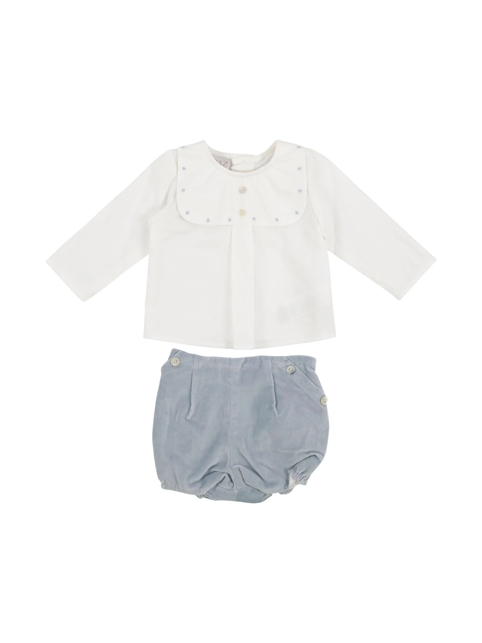 Completo bianco con pagliaccetto polvere