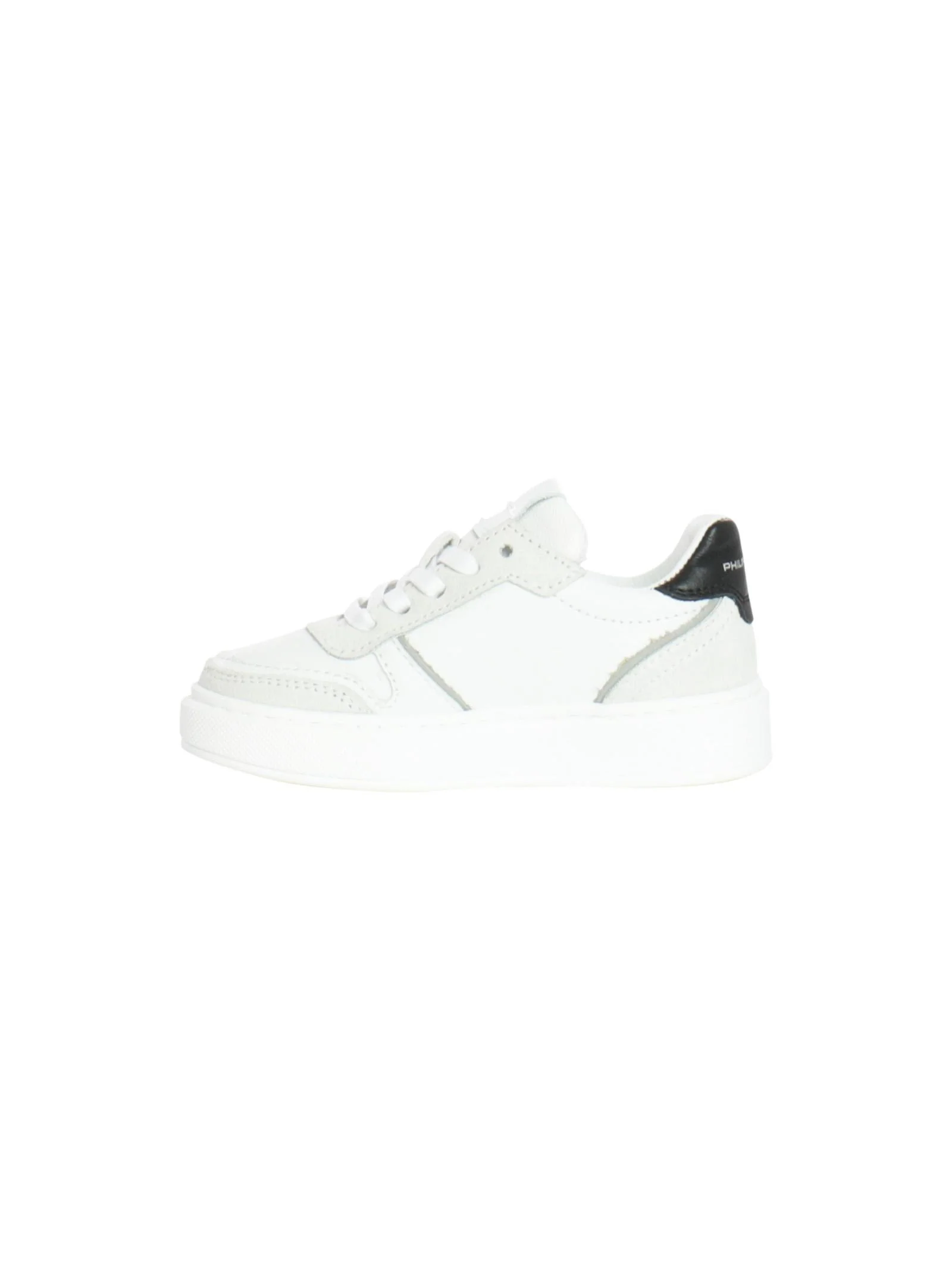 Snakers in pelle bianca con profili scamosciati grigi - Image 4