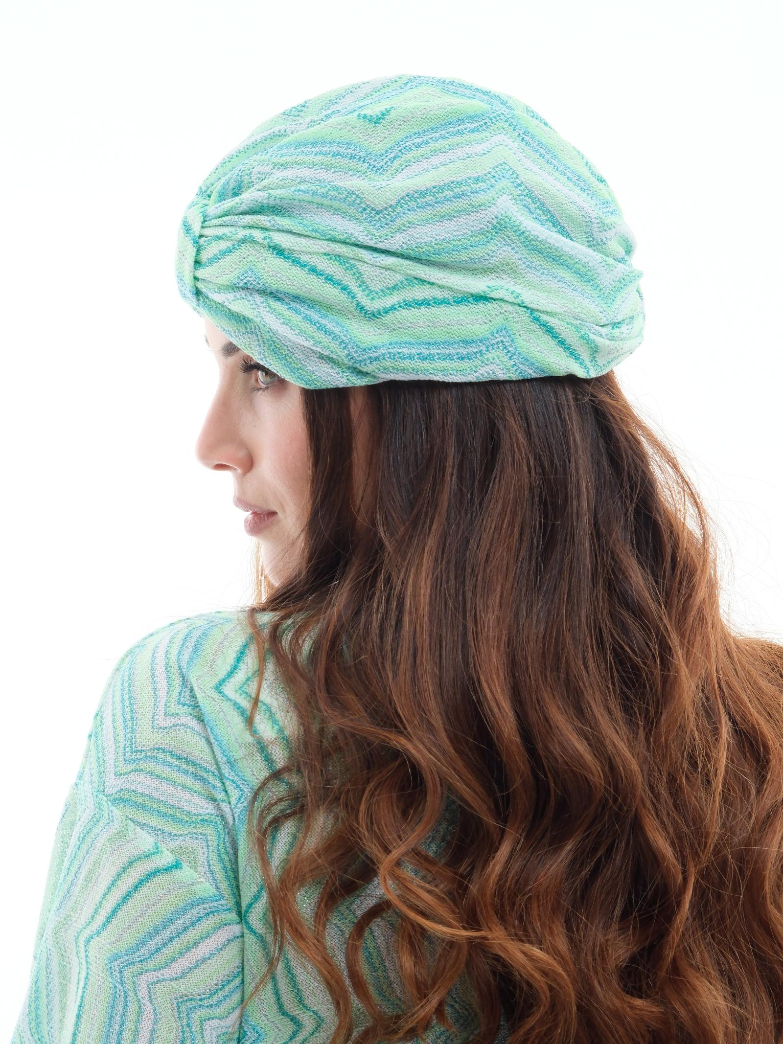 Turbante Pho Firenze verde acqua con motivi geometrici - Image 3