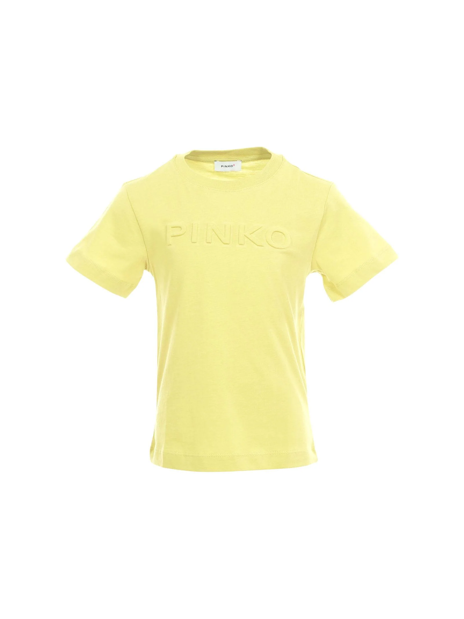 T-Shirt Pinko verde lime con logo lettering in rilievo