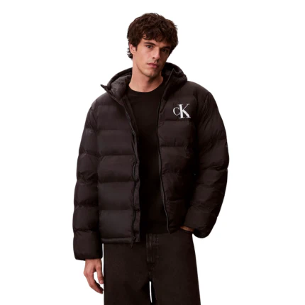 Piumino Calvin Klein nero con monogramma
