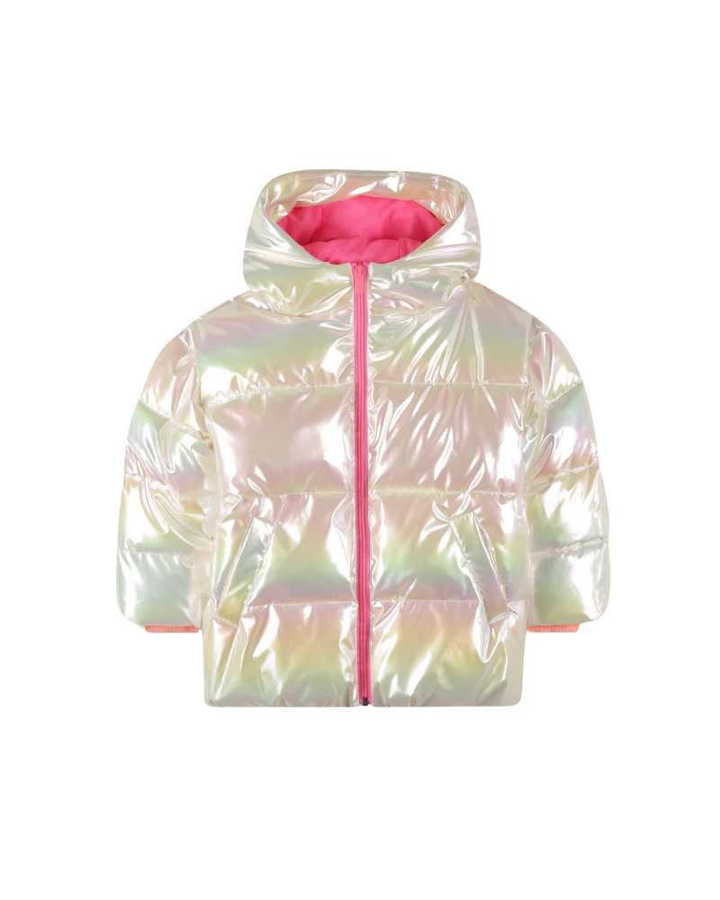 Piumino iridescente Billie Blush rosa perlato con cappuccio