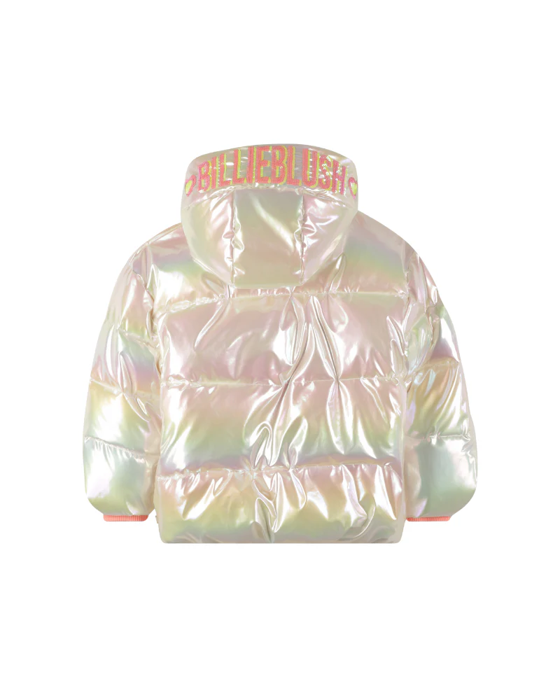 Piumino iridescente Billie Blush rosa perlato con cappuccio - Image 2