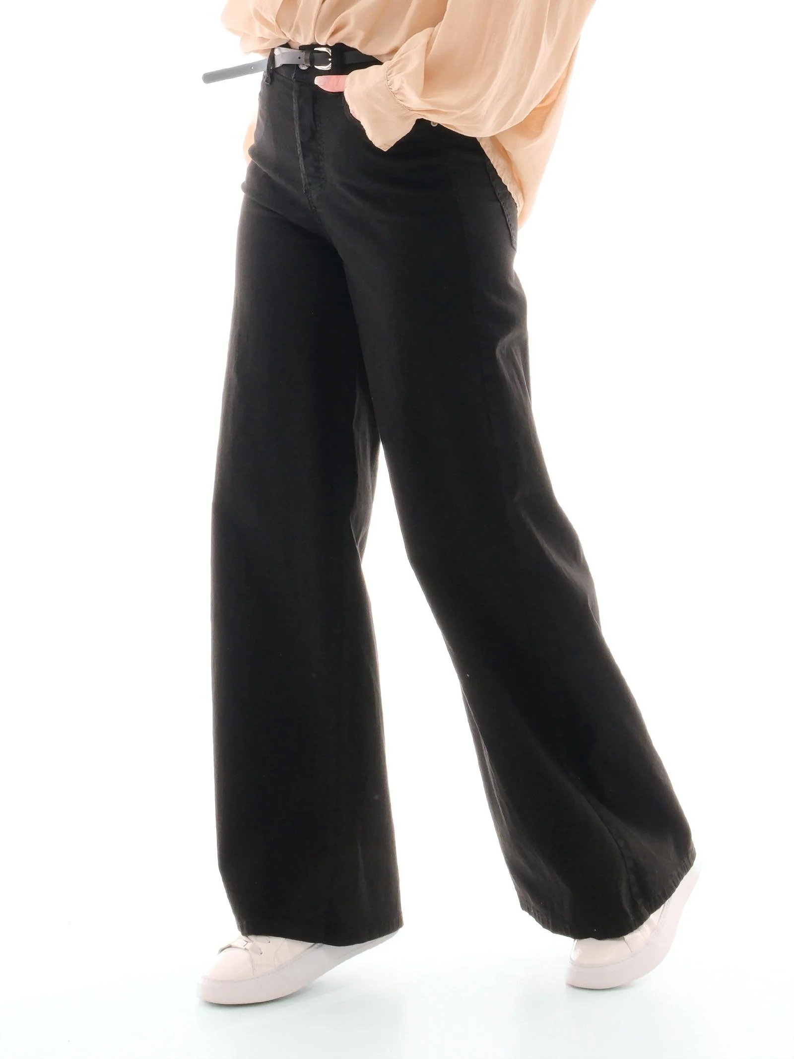 Jeans a zampa Please nero con cinturino - Image 2