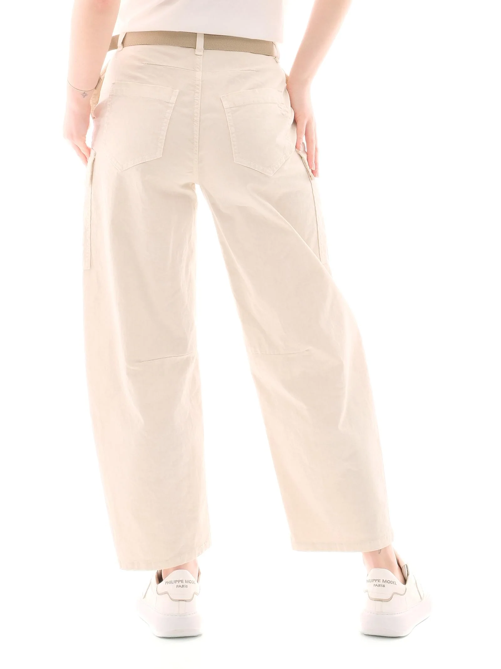 Jeans cargo Please bianco con cinturino - Image 3