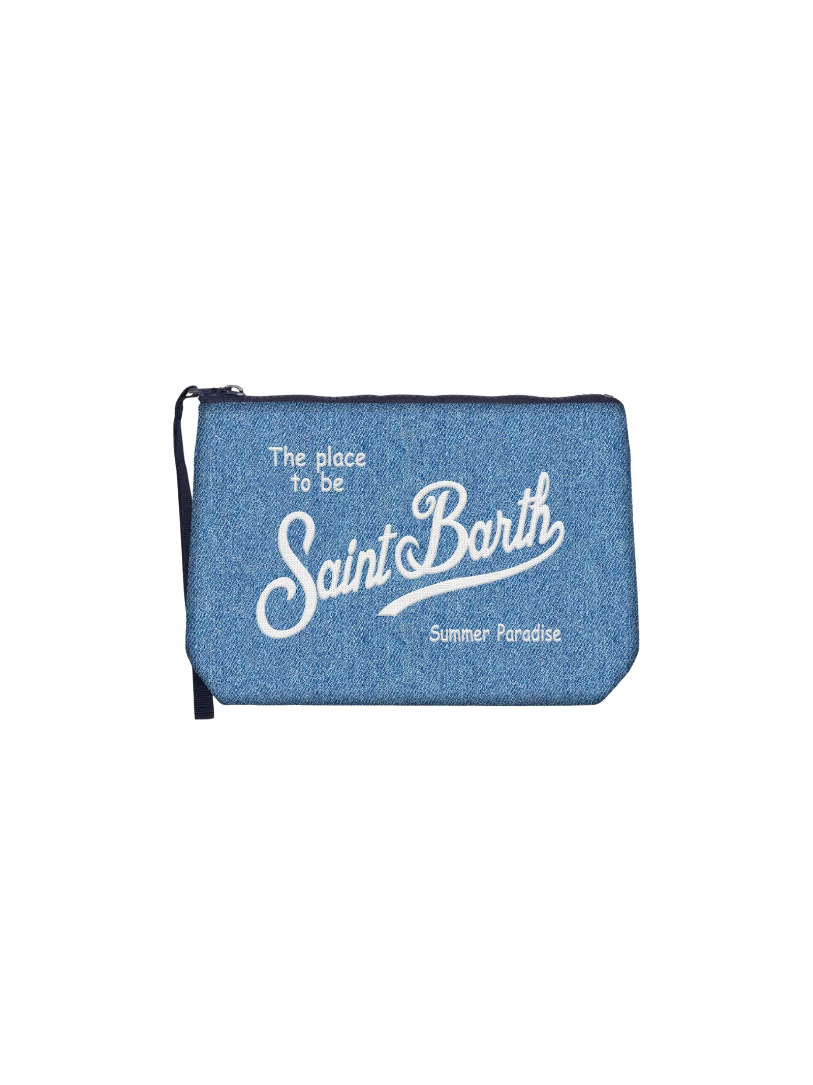 Pochette "Aline Denim Emb" Saint Barth blu