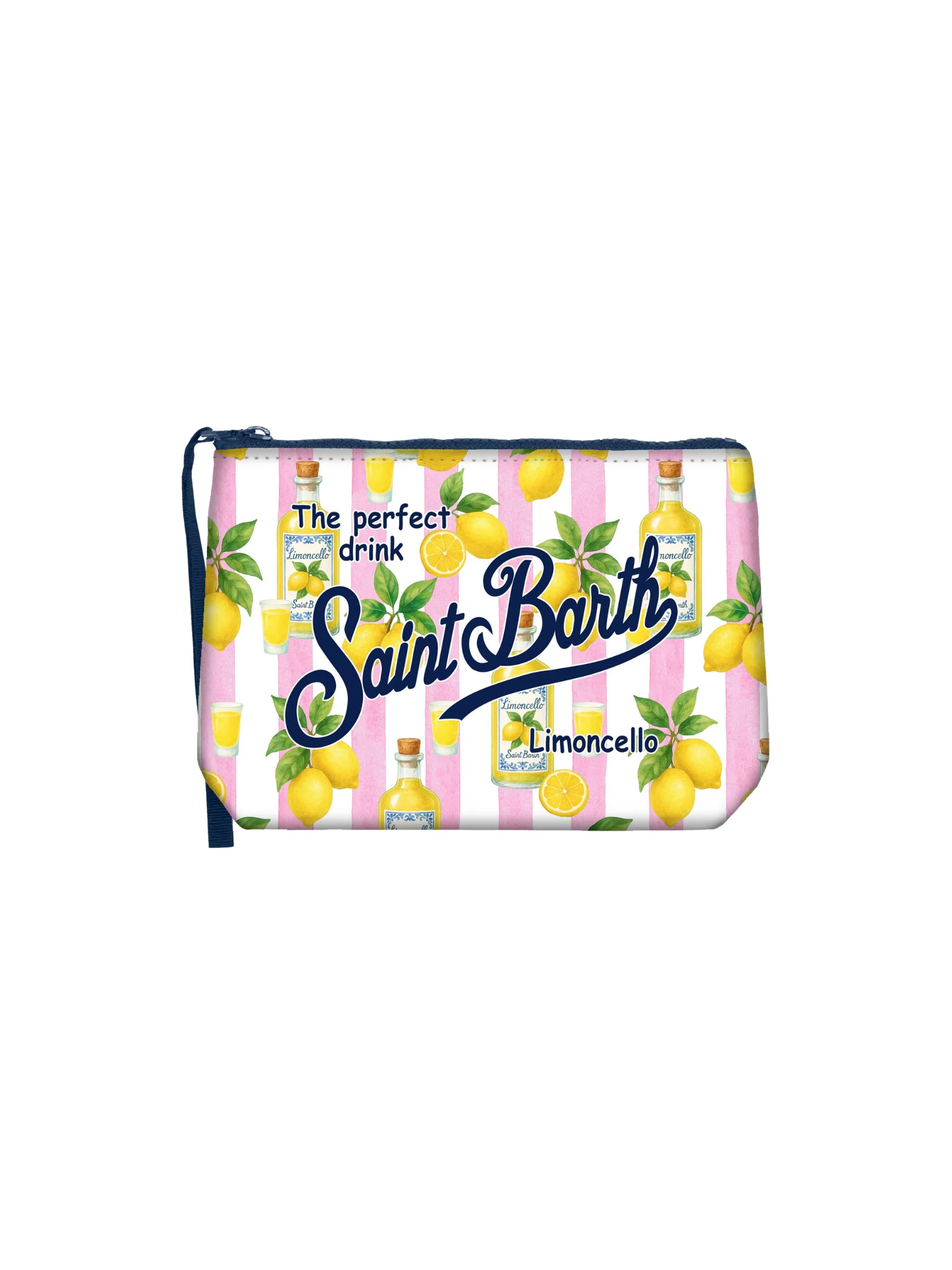 Pochette "Aline Limoncello Stripes 21" Saint Barth a righe bianco e rosa