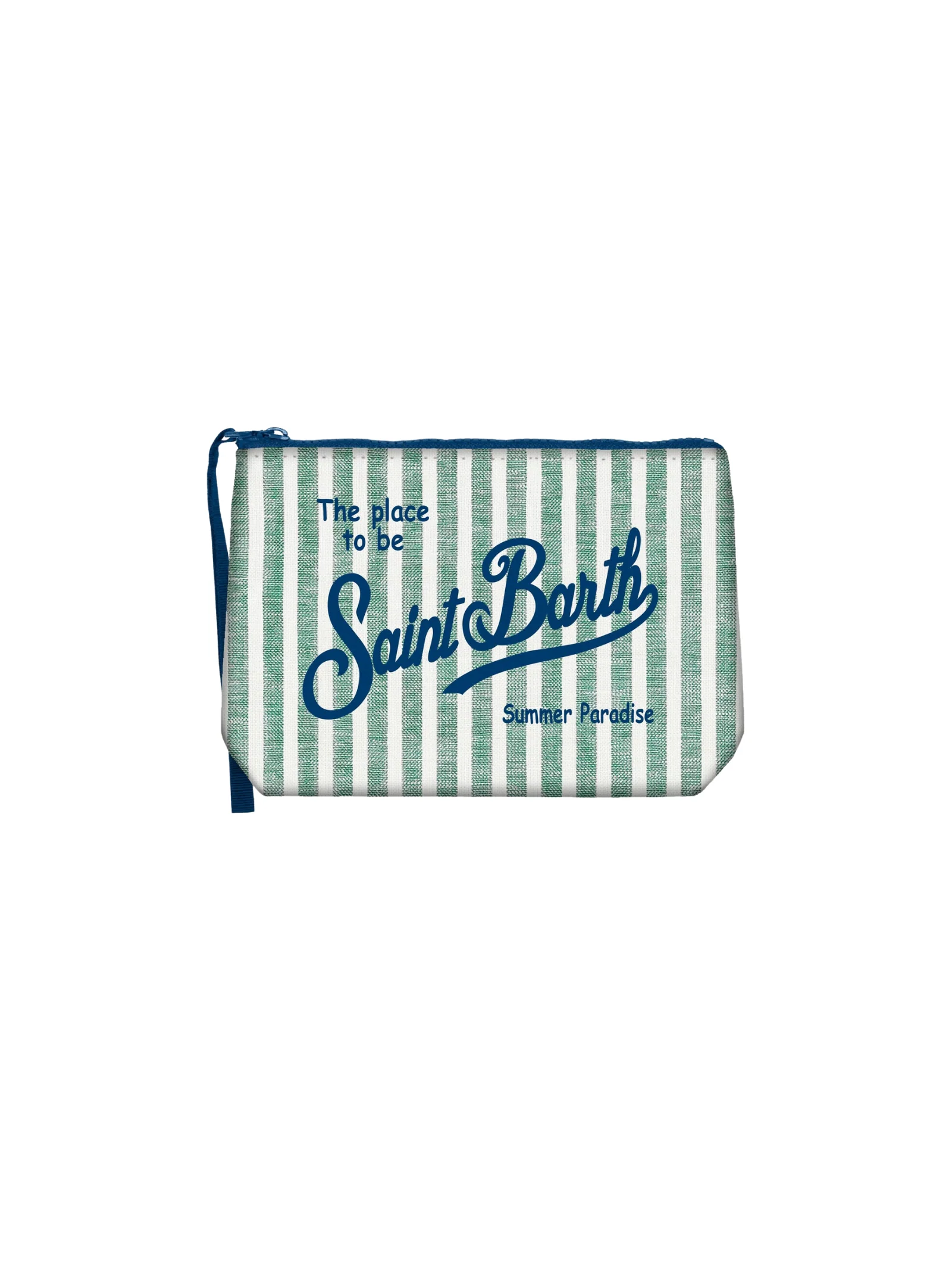 Pochette "Aline Linen Stripes V 51" Saint Barth verde a righe