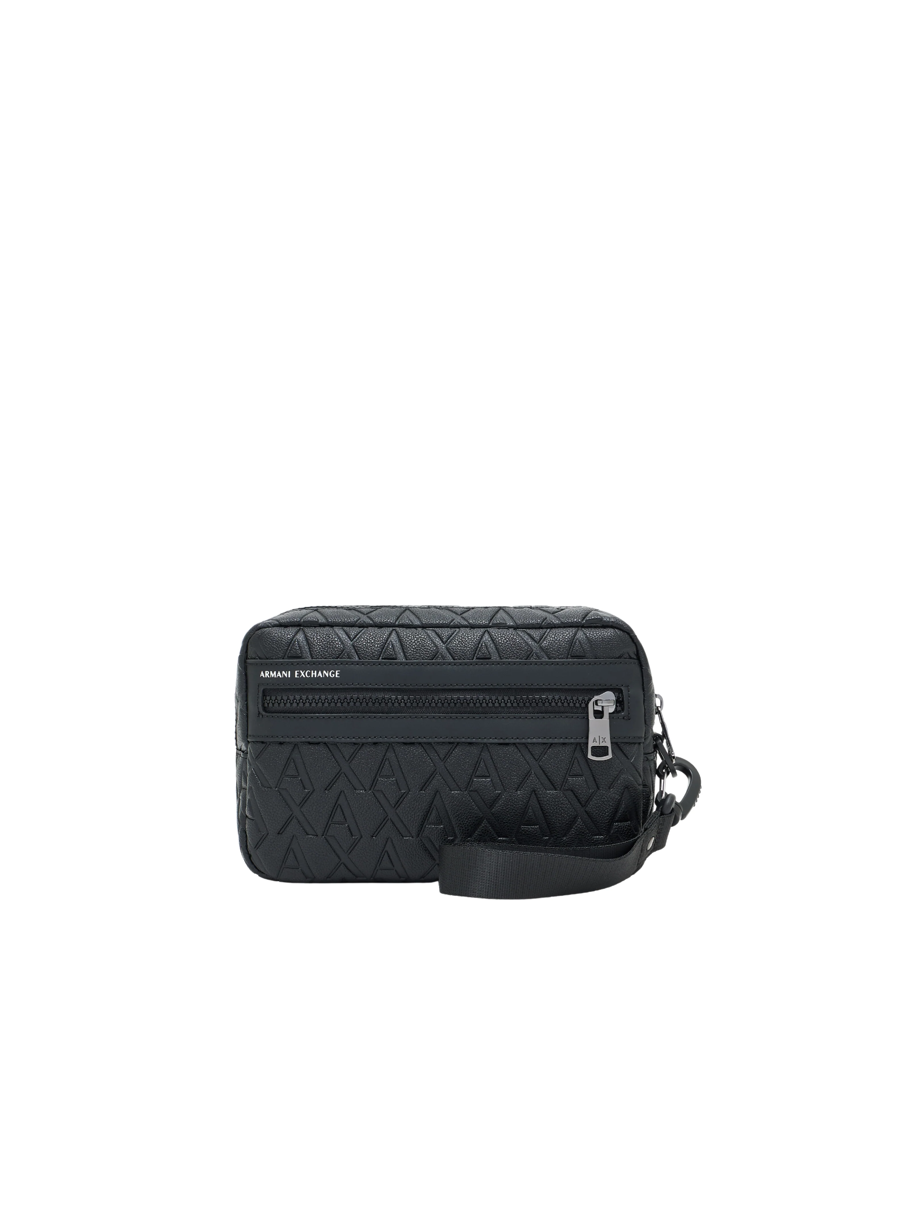 Pochette Armani Exchange nera con logo in rilievo