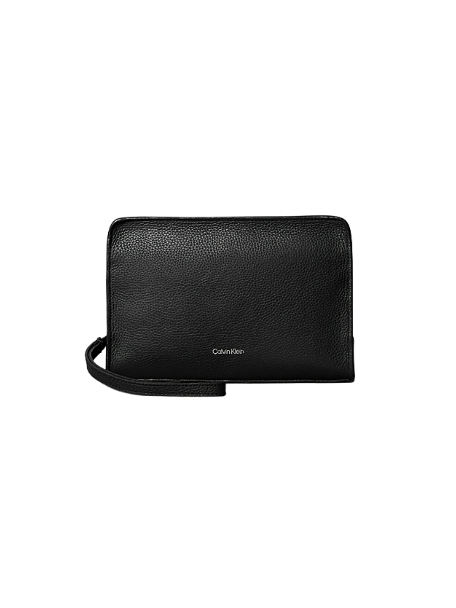 Pochette Calvin Klein nera con logo goffrato laminato