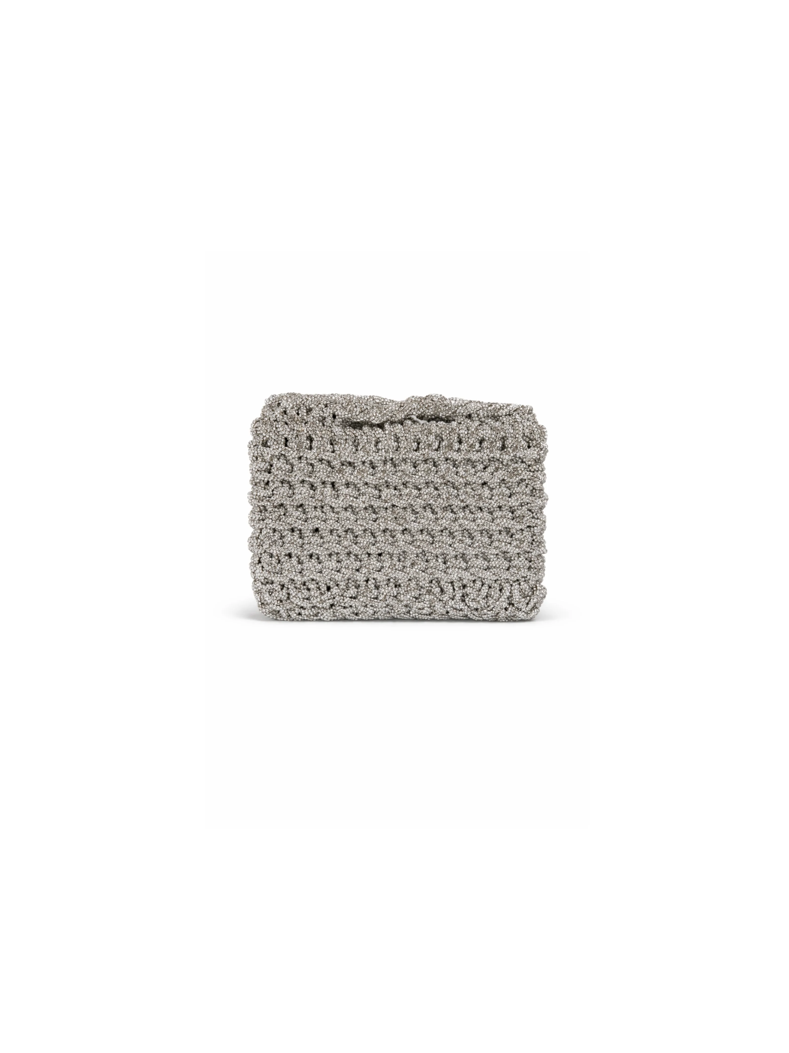 Pochette crochet Pho Firenze argentato in strass all over - Image 3