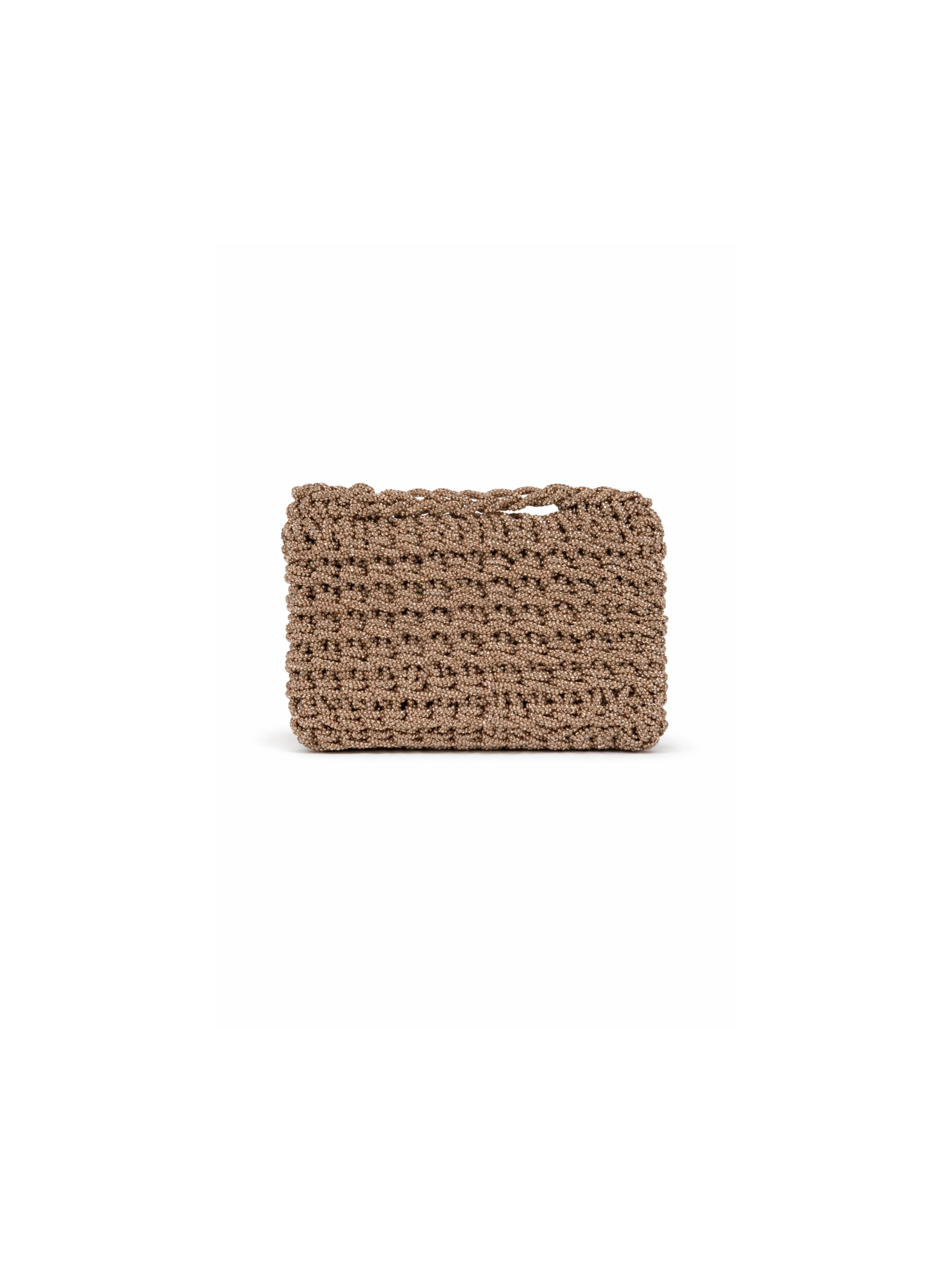 Pochette crochet Pho Firenze oro rosa in strass all over