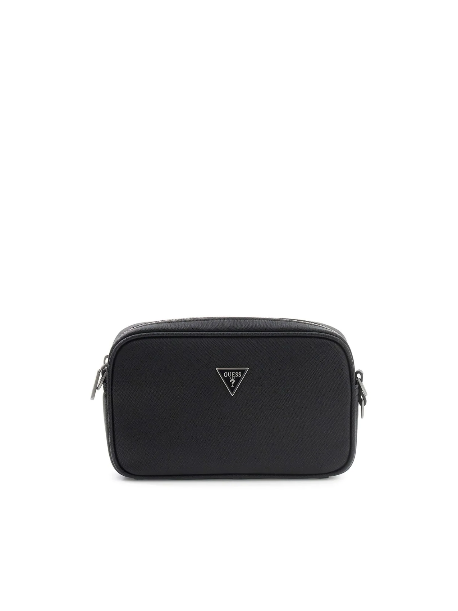 Pochette Guess nera con logo triangolare