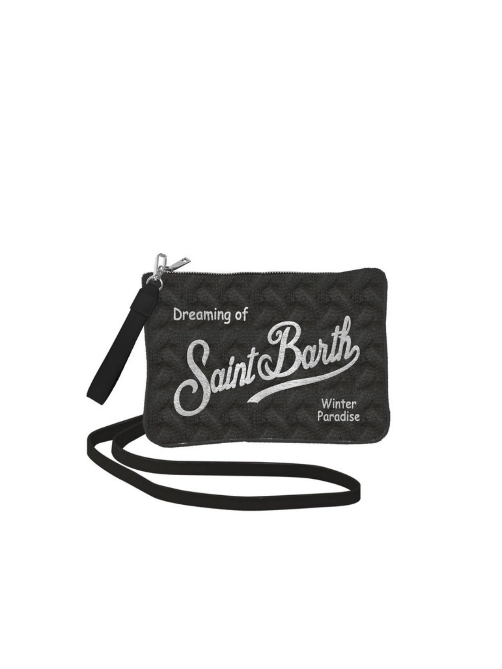 Pochette Parisienne "00ar emb" Saint Barth nera a maglia