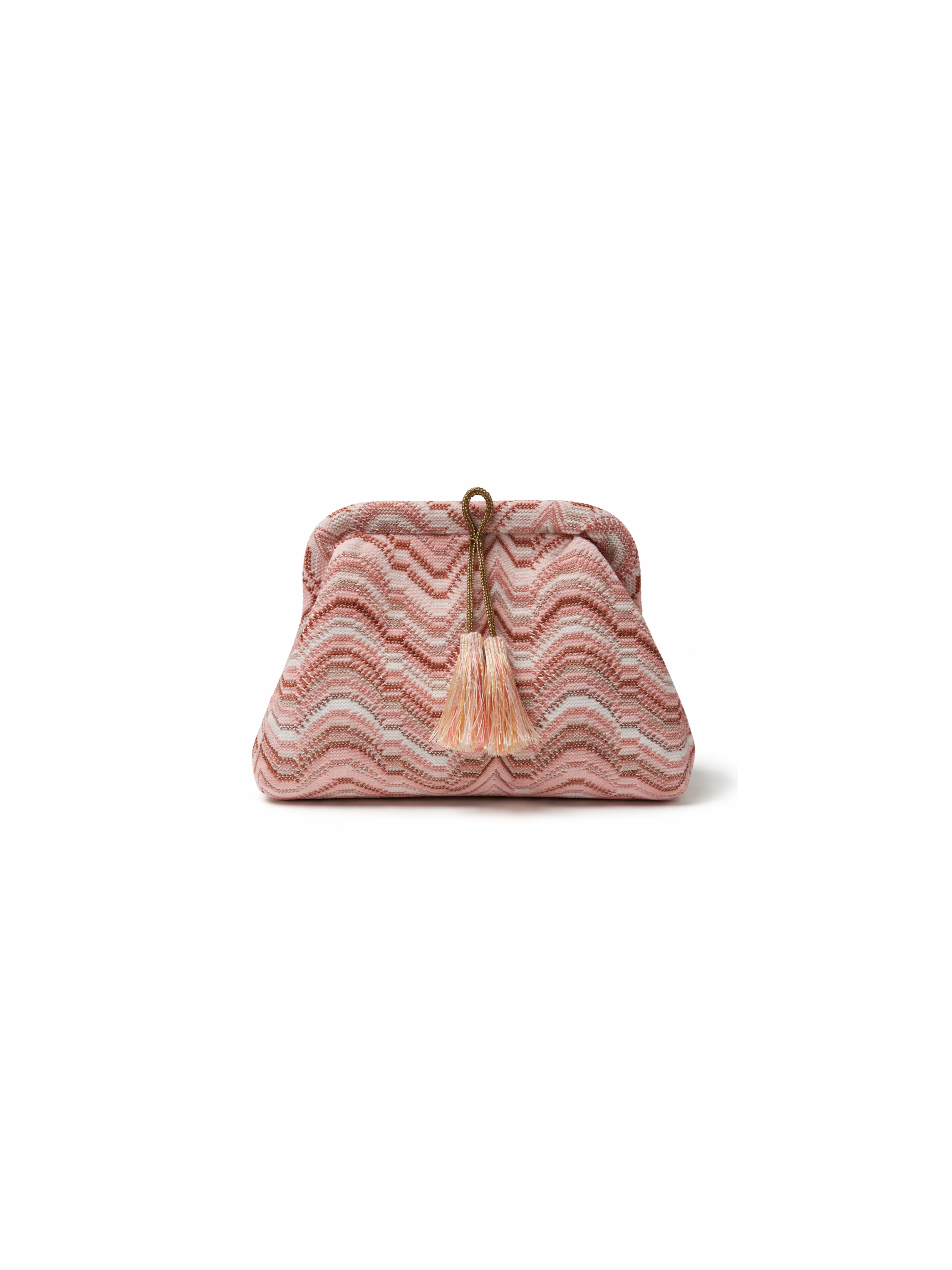 Pochette Pho Firenze rosa filo lurex con nappine in strass