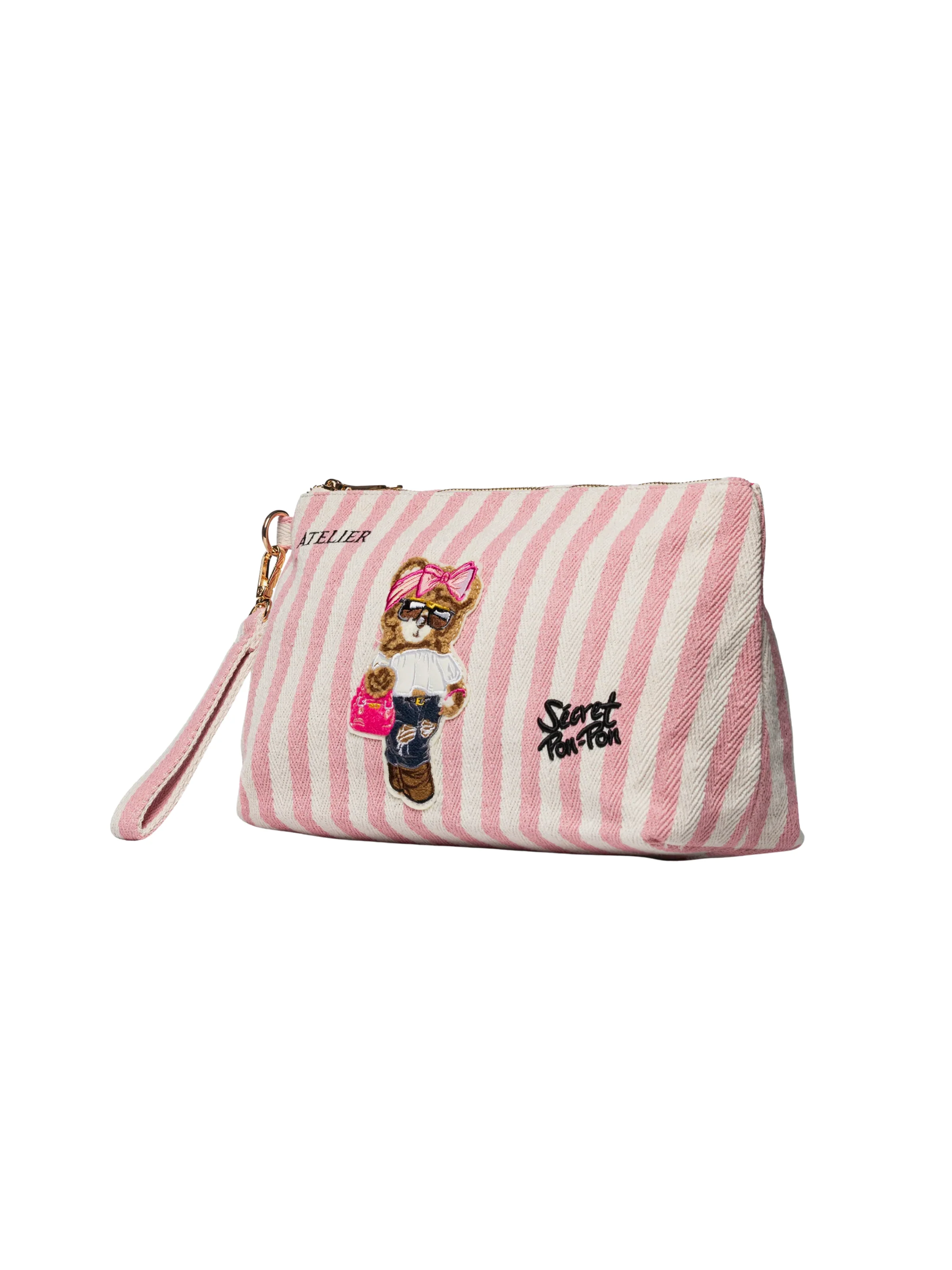 Pochette "Saint Tropez Pouch" Secret Pon Pon a righe con patch - Image 2