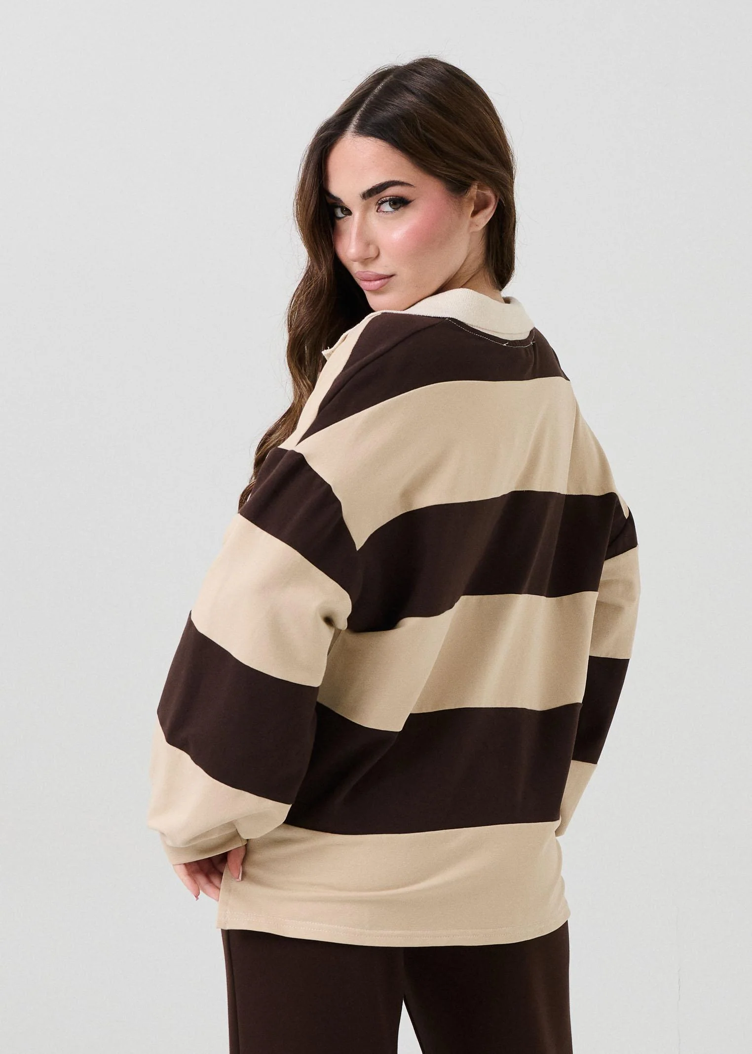 Polo a righe Haveone moro e beige - Image 4