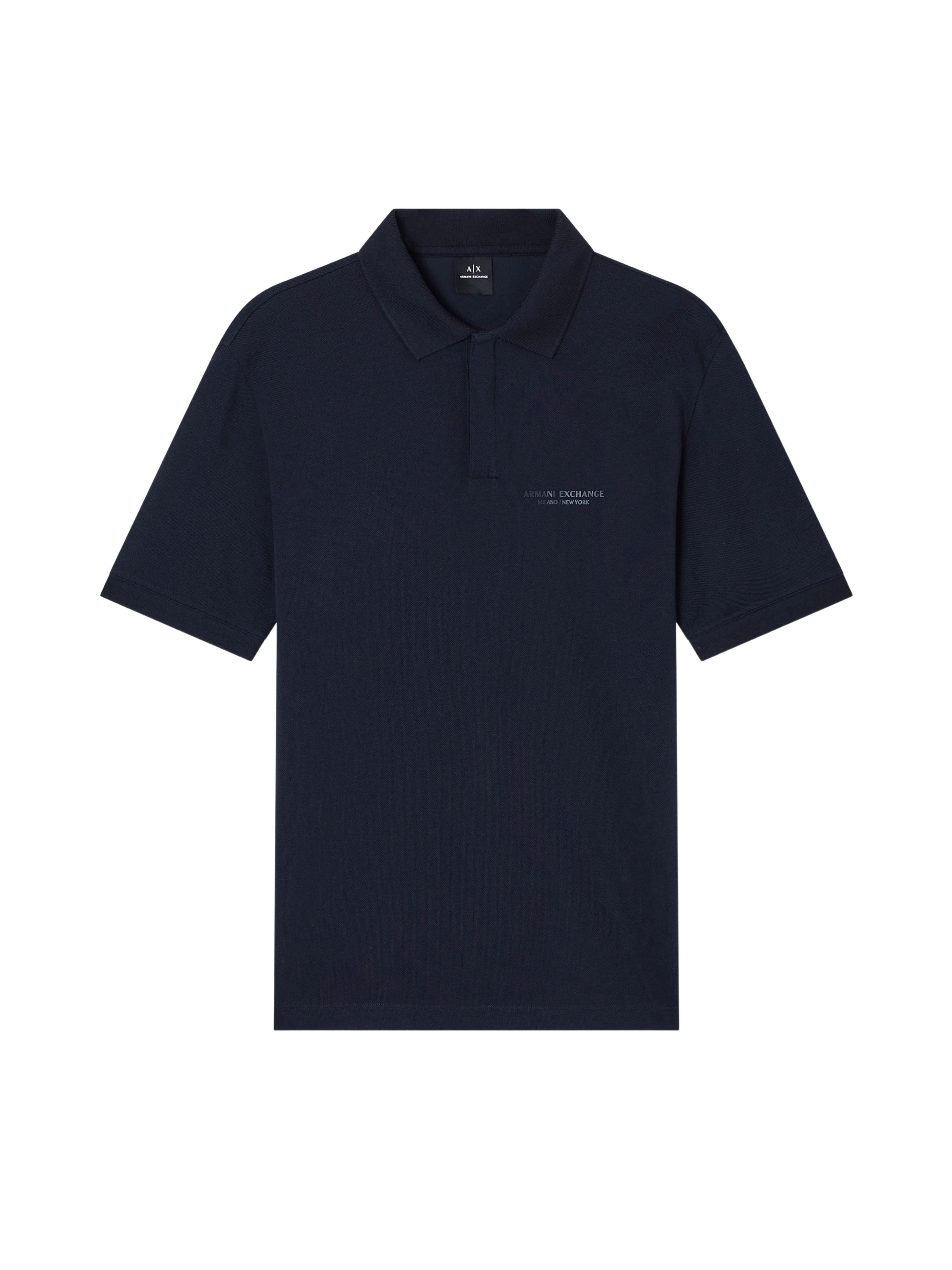 Polo Armani Exchange blu con logo tono su tono