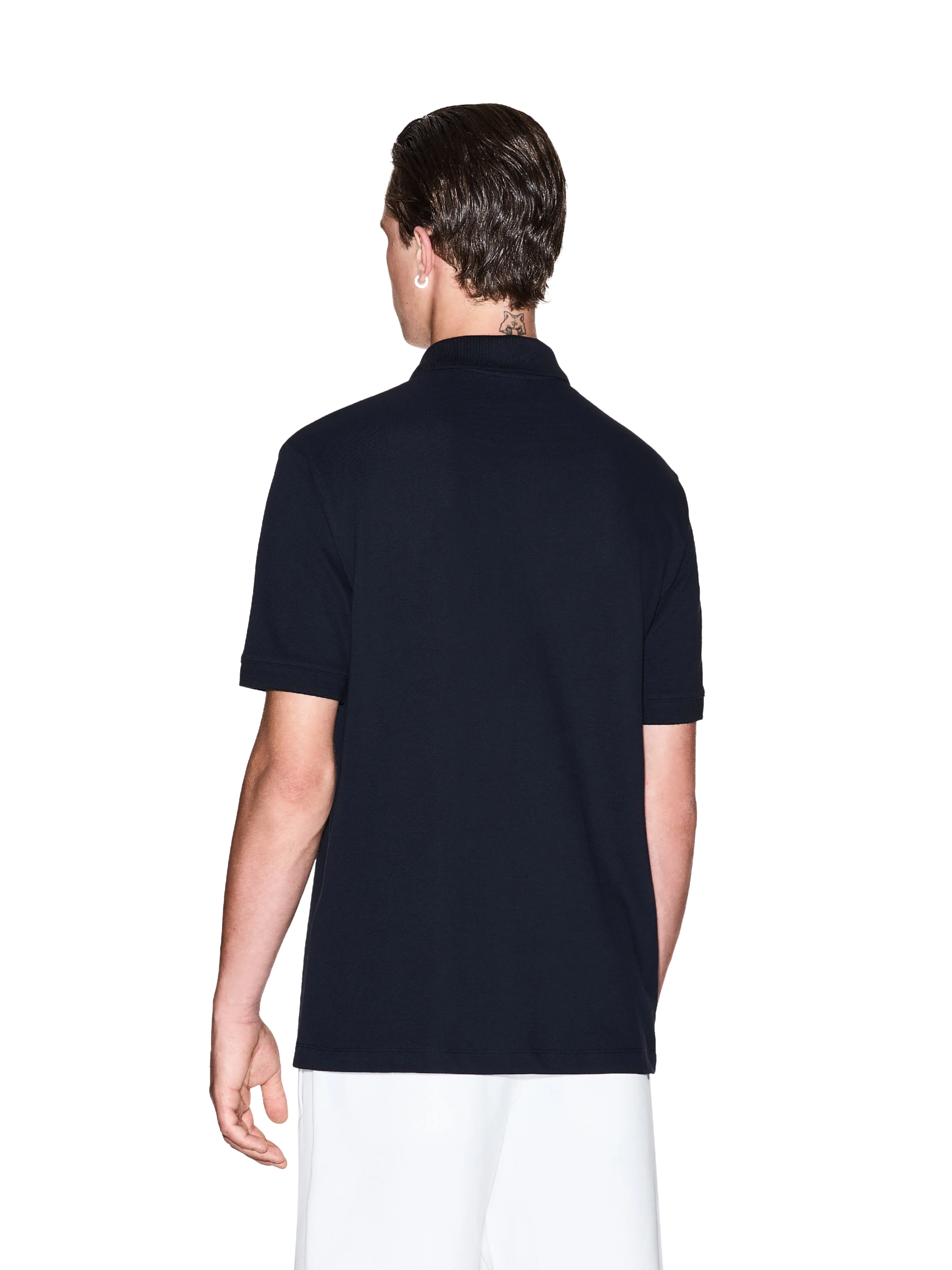 Polo Armani Exchange blu con logo tono su tono - Image 4