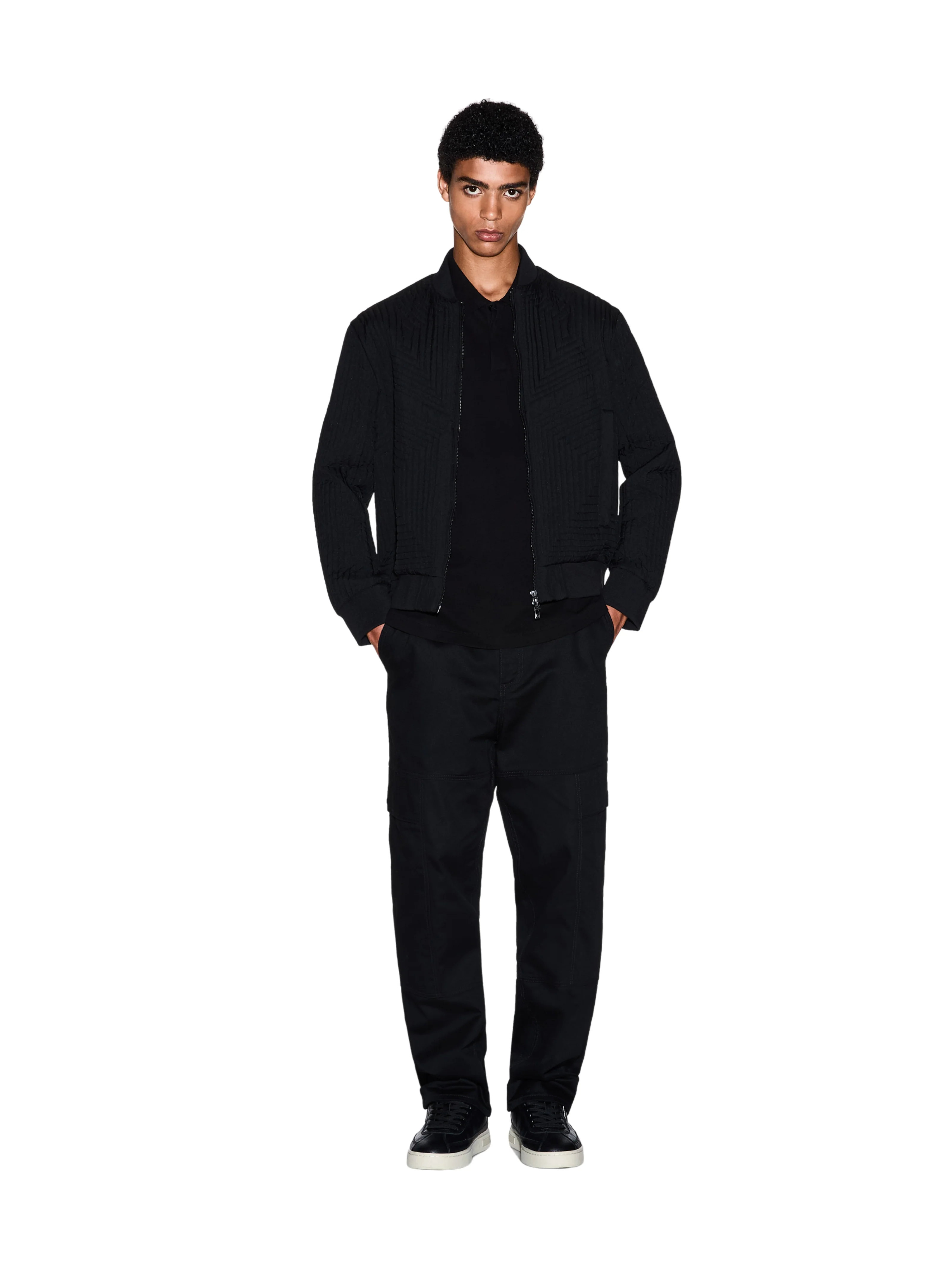 Polo Armani Exchange nera con logo tono su tono - Image 5