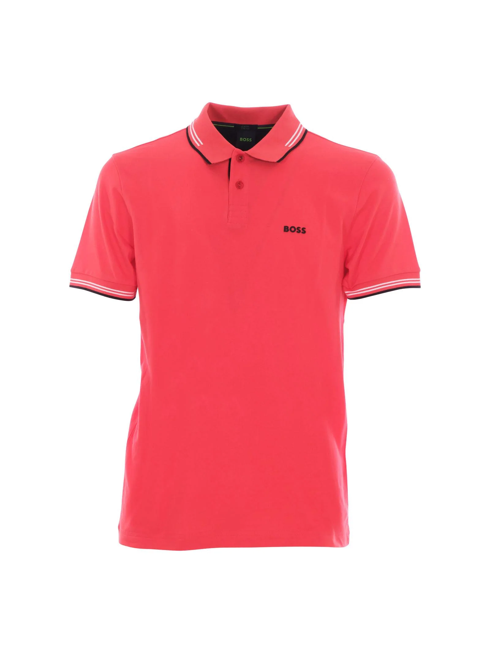Polo Boss rossa con profili a righe