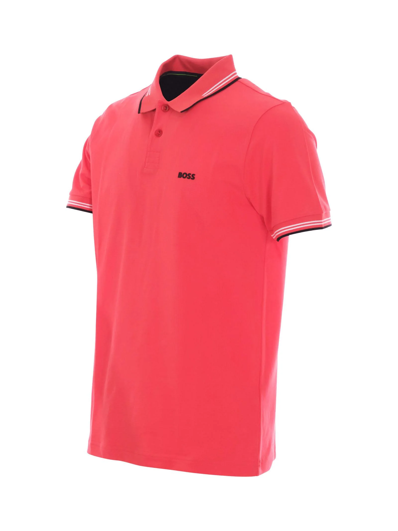 Polo Boss rossa con profili a righe - Image 2