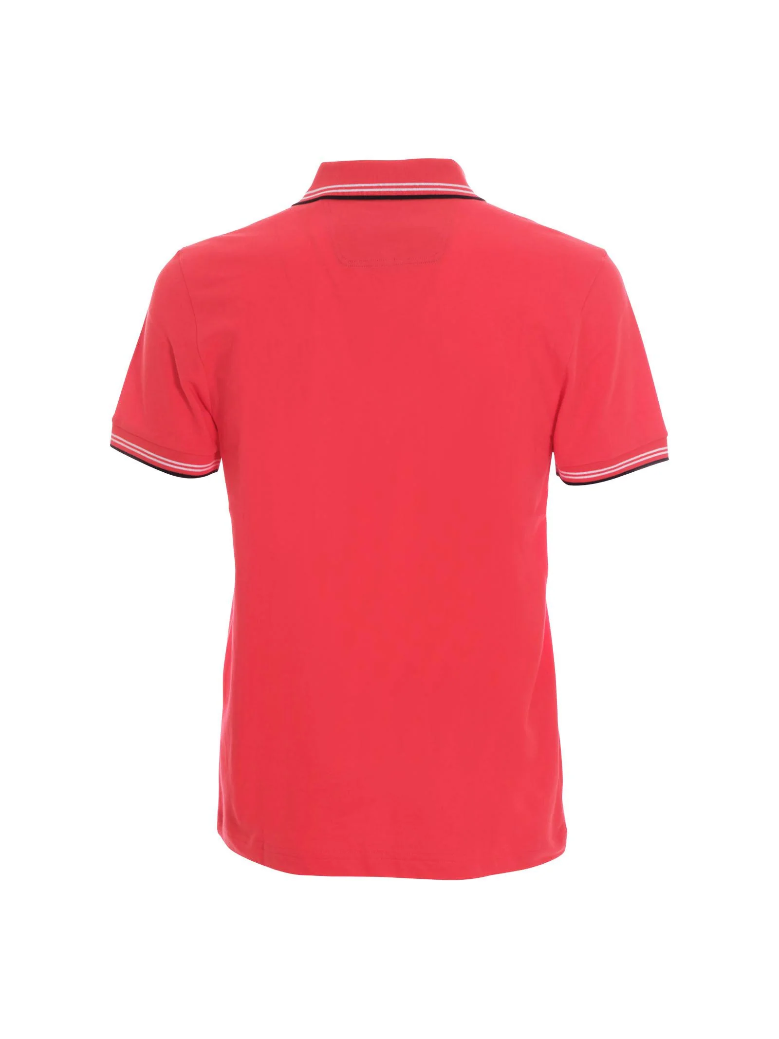 Polo Boss rossa con profili a righe - Image 3