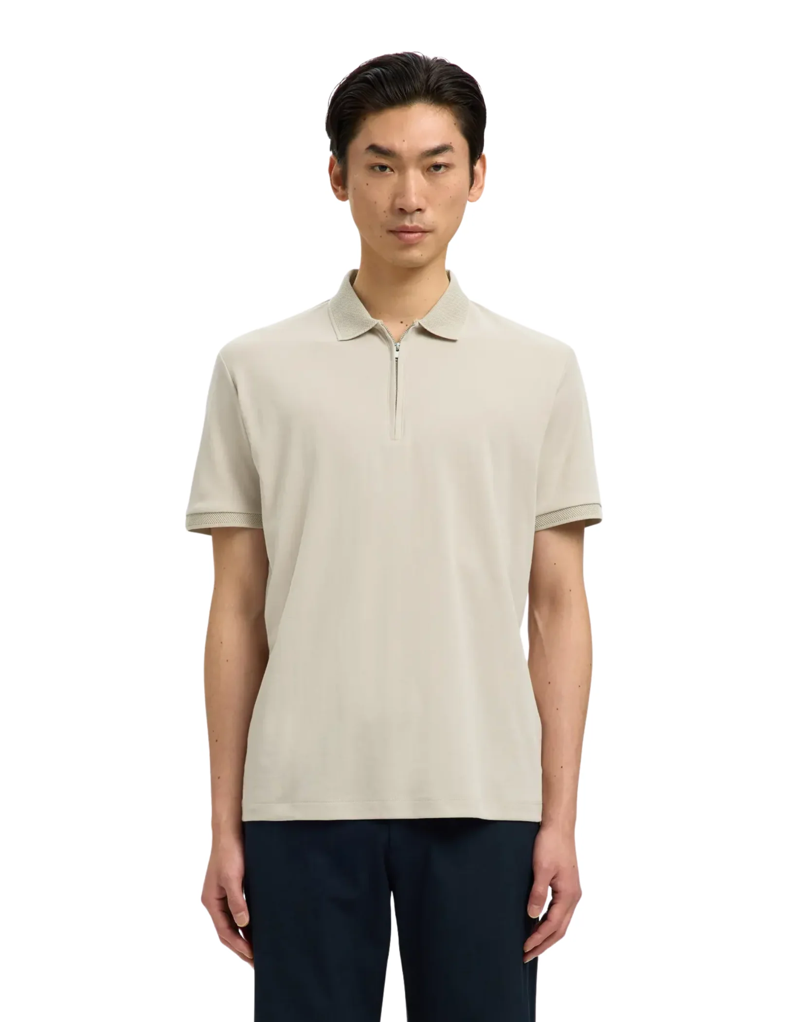 Polo con zip Selected beige - Image 2